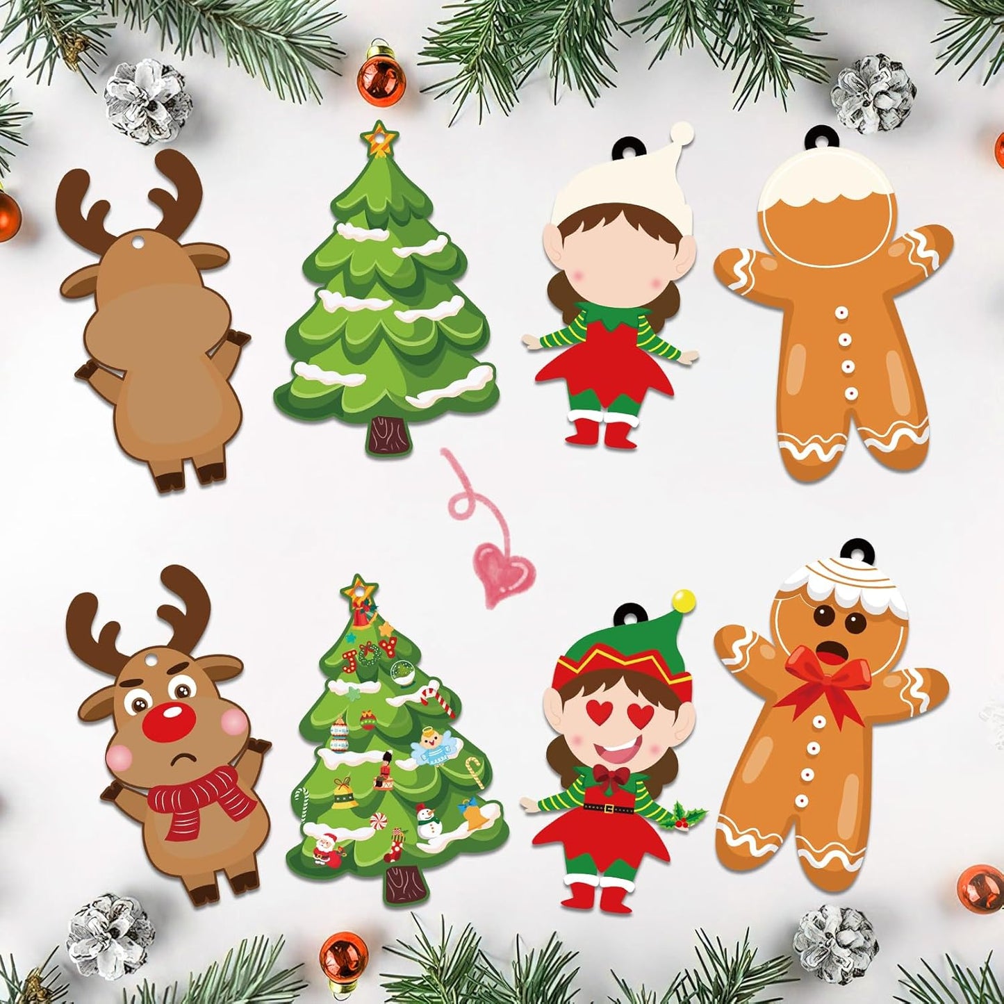 VABAMNA 36 Pack Christmas Ornament Crafts for Kids - Make Your Own Ornament Kit with Christmas Craft Stickers, Ornament Making Kit for Kids Holiday Xmas Classroom Party Favors