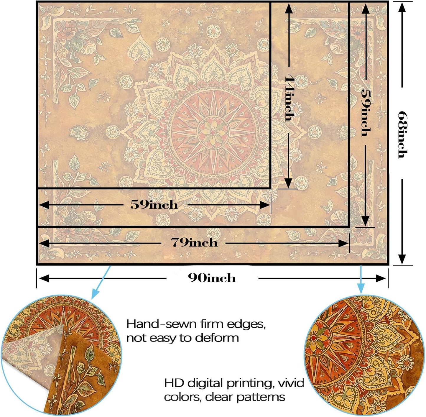 Lunerfex Floral Mandala Tapestry Boho Tapestry for Bedroom Brown Tapestries Wall Hanging Living Room Wall Art and Home Decor 60x80