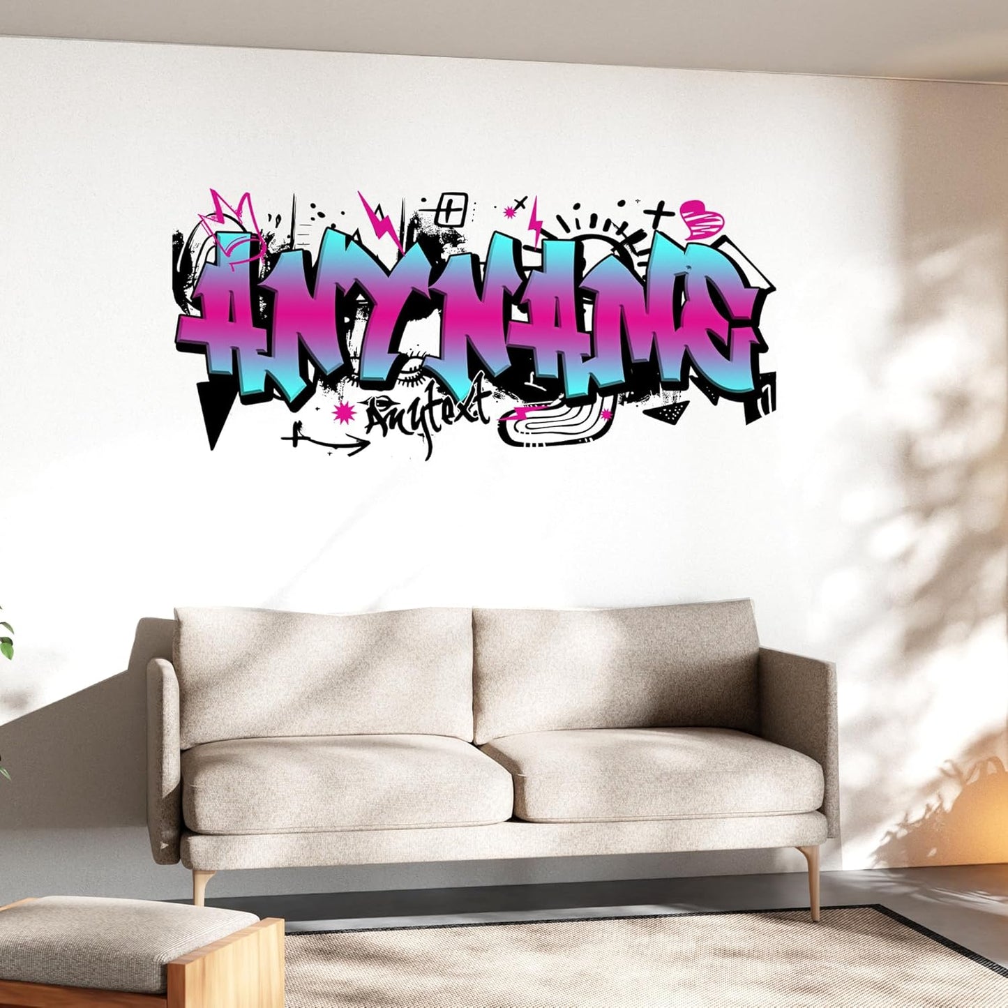 Custom Graffiti Wall Decal Personalized Graffiti Name Fitness Gym Workout Room Wall Decals and Stickers for Nursery, Room Walls Decor, Peel & Stick Name Decals for Walls