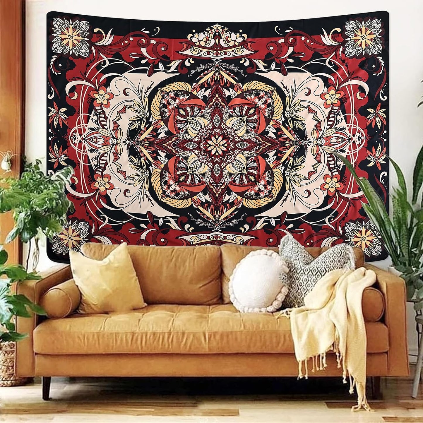 CHDGDHC Mandala Tapestry - Moth Wall Hanging, UV Resistant, Machine Washable, Lightweight, Psychedelic Bedroom Aesthetic Decor for Bedroom, Living Room, Yoga Room - 39.37x29.92 Inch