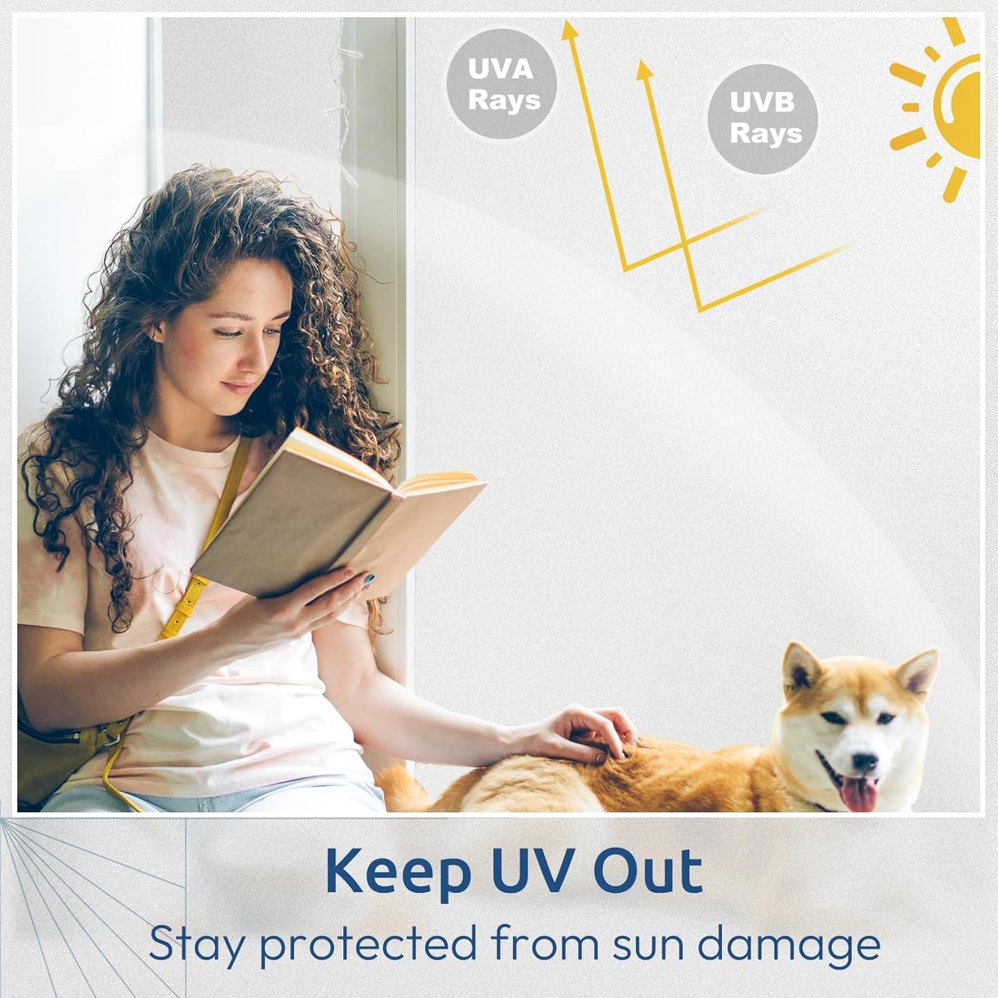 rabbitgoo Window Privacy Film, Non-Adhesive Frosted Glass Window Film for Bathroom, Static Cling Heat Blocking Stickers for Home Indoor Opaque Frosting Coverings House Tint, Matte White 35.4" x 78.7"