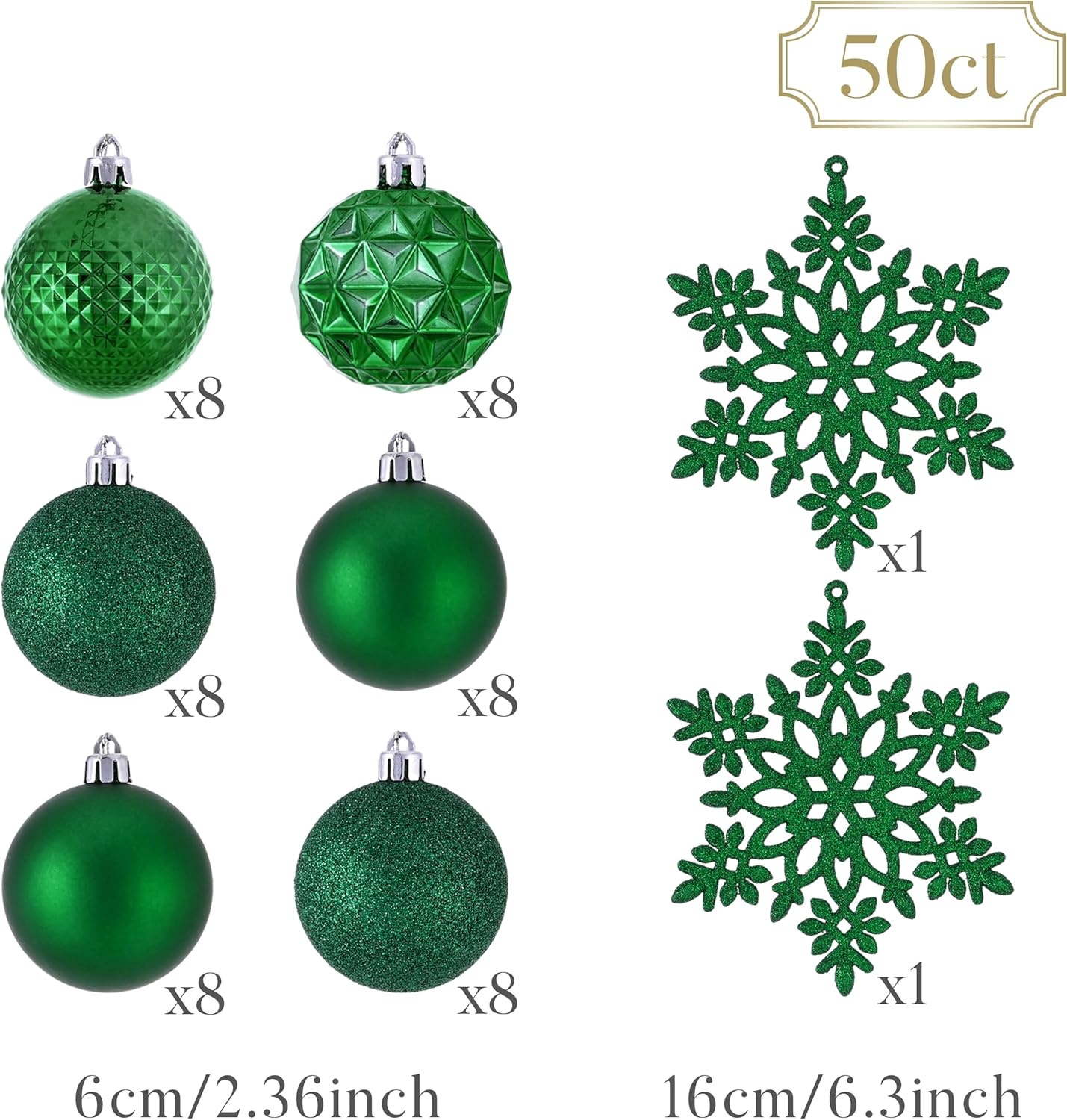 Valery Madelyn Christmas Tree Decorations Ornament Set for Fall Halloween, 50ct 2.36 Inches Emerald Green Shatterproof Christmas Ball Ornaments Hanging Xmas Holiday Party Decor