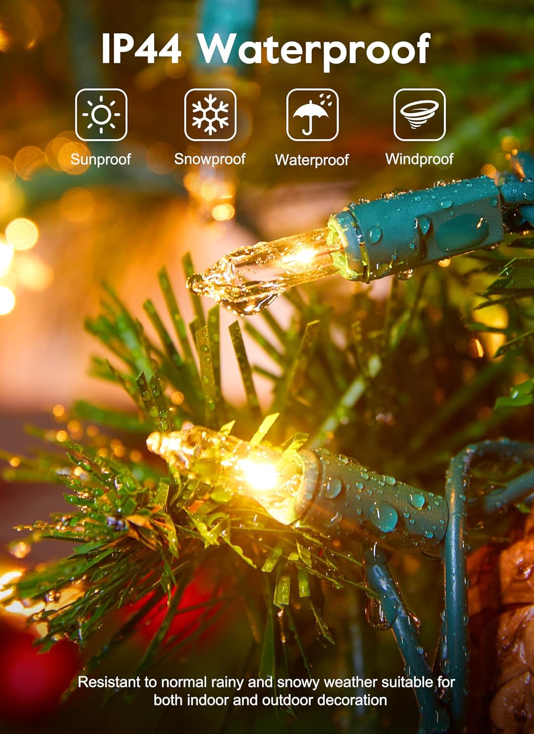 4 Pack Each 50 Count 13 Feet Clear Christmas Mini Lights, Green Wire Incandescent Bulb Mini String Lights for Indoor Holiday Xmas Tree Garland Birthday Wedding Party Festival Decoration