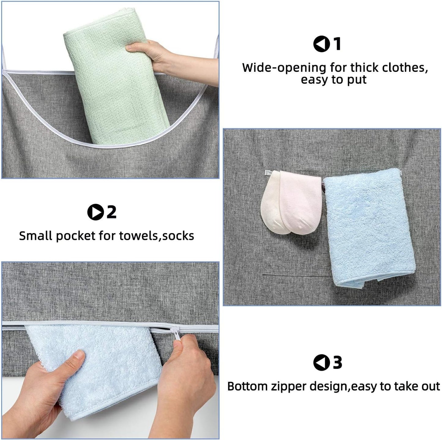 X-Large Door Hanging Hamper Bag,2 Pack Large Capacity Hanging Laundry Hamper Basket with Wide Opening Dirty Clothes Laundry Hamper Storage Bag Size 35X22inch(Grey-2Pack)