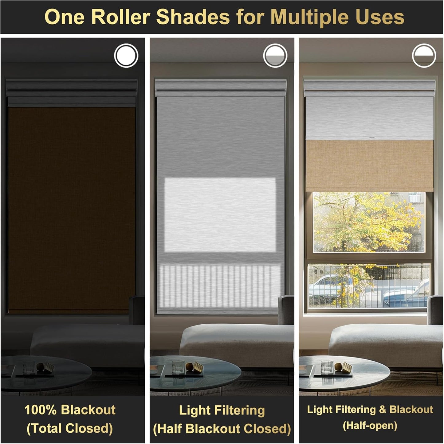 BERISSA Cordless Dual Roller Shades with Cassette Valance,Double Window Shades Blackout and Light Filtering Shades,Day and Night Roller Shades for Home Office Door.Linen Beige and White.47 W x 64" H