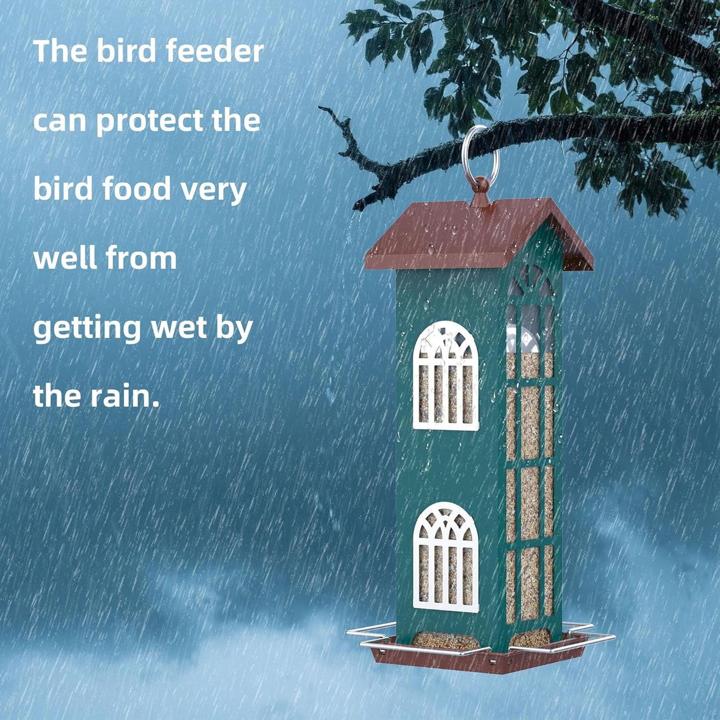 Metal Bird Feeder The Most Popular Bird Feeders for Outdoors Hanging,Waterproof and Rust-Proof,Easy Cleaning,Wild Bird Feeders Attracting Chickadees Goldfinches Cardinals Finches and Sparrows