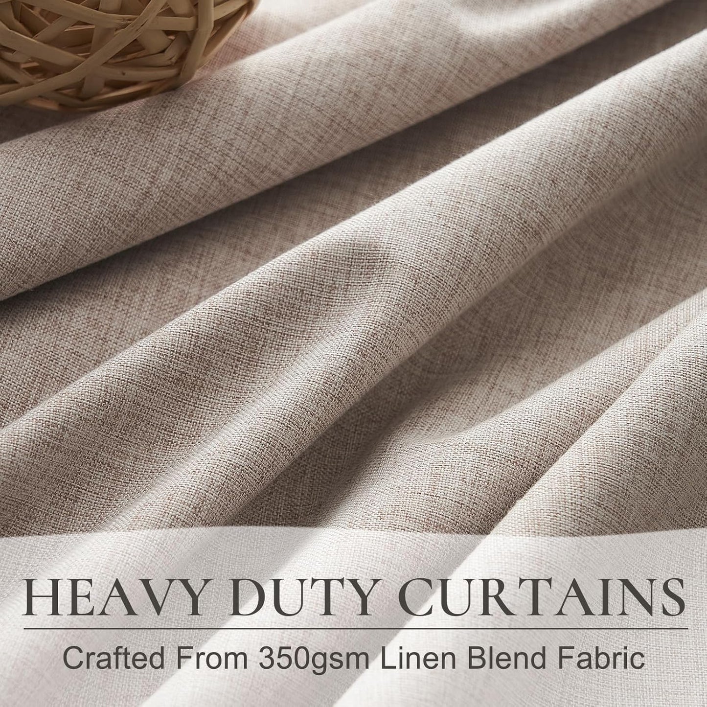 Extra Wide Thick Burlap Blackout Patio Door Curtains for Sliding Glass Door 2 Panels Set, Farmhouse Boho Pinch Pleated Flax Linen Blend Energy Efficient Bedroom Window Large Drapes (70"Wx84"L)