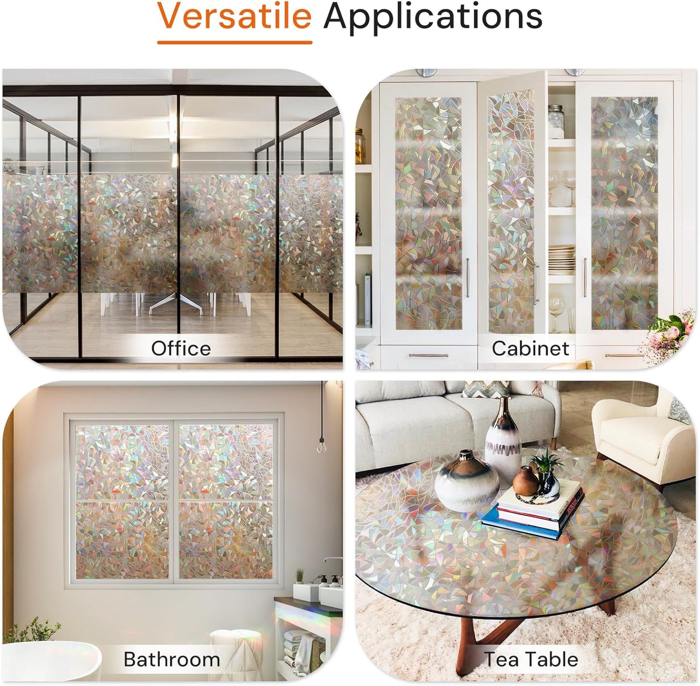 DOWELL Window Privacy Film, Rainbow Window Film, Decorative Stained Glass Clings, Static Cling Door Sticker, Non-Adhesive 3D Decals for Home UV Protection, Dark Brown, 35.4 x 78.5 inches