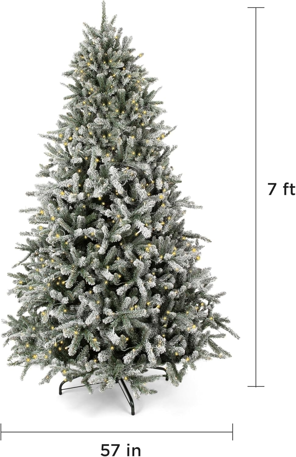 Papyrus Frosted 7 ft Pre-Lit Artificial Christmas Tree, Blue Spruce, Warm White Lights, Includes Stand and Storage Bag