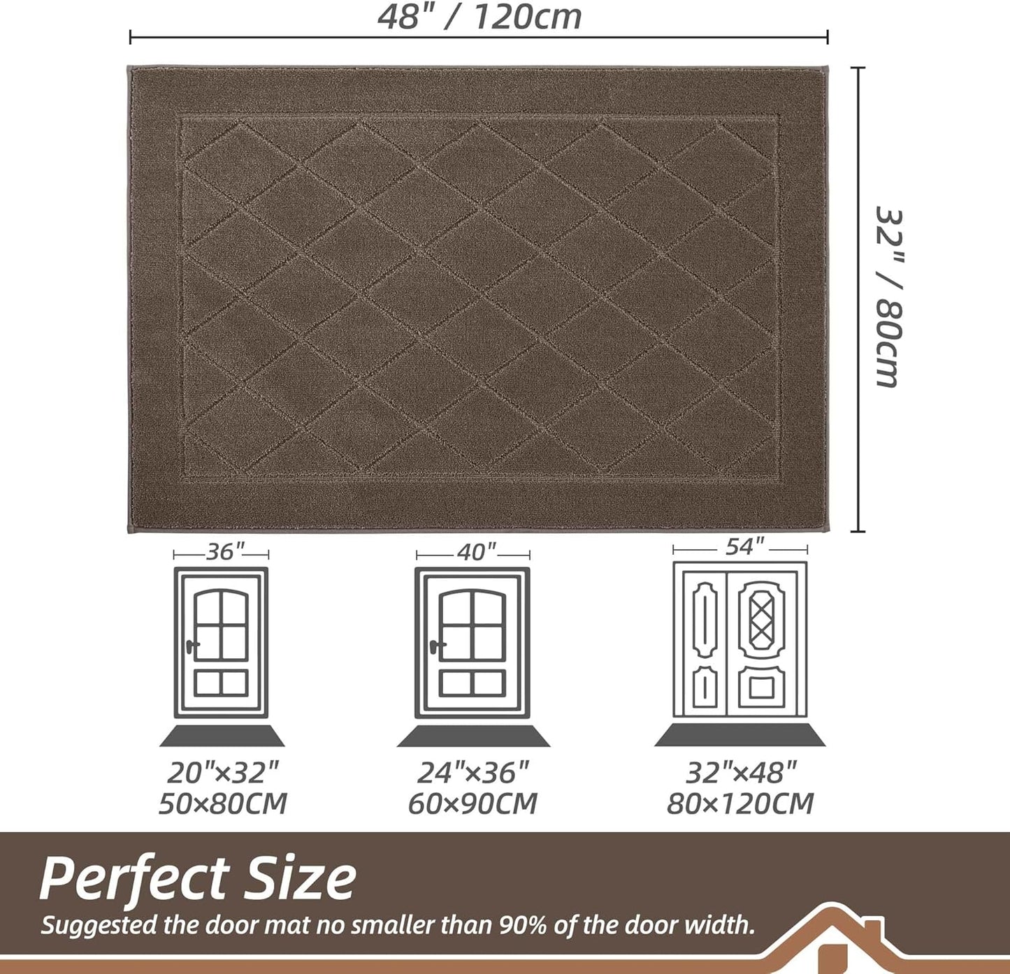 BEQHAUSE Dirt Trapper Door Mat 32" x 48", Doormat Non-Slip Entryway Rugs Washable, Dog Door Mat Stain Resistant and Absorbent Welcome Floor Mat for Front Back Door, Muddy Wet Shoes & Paws, Light Brown