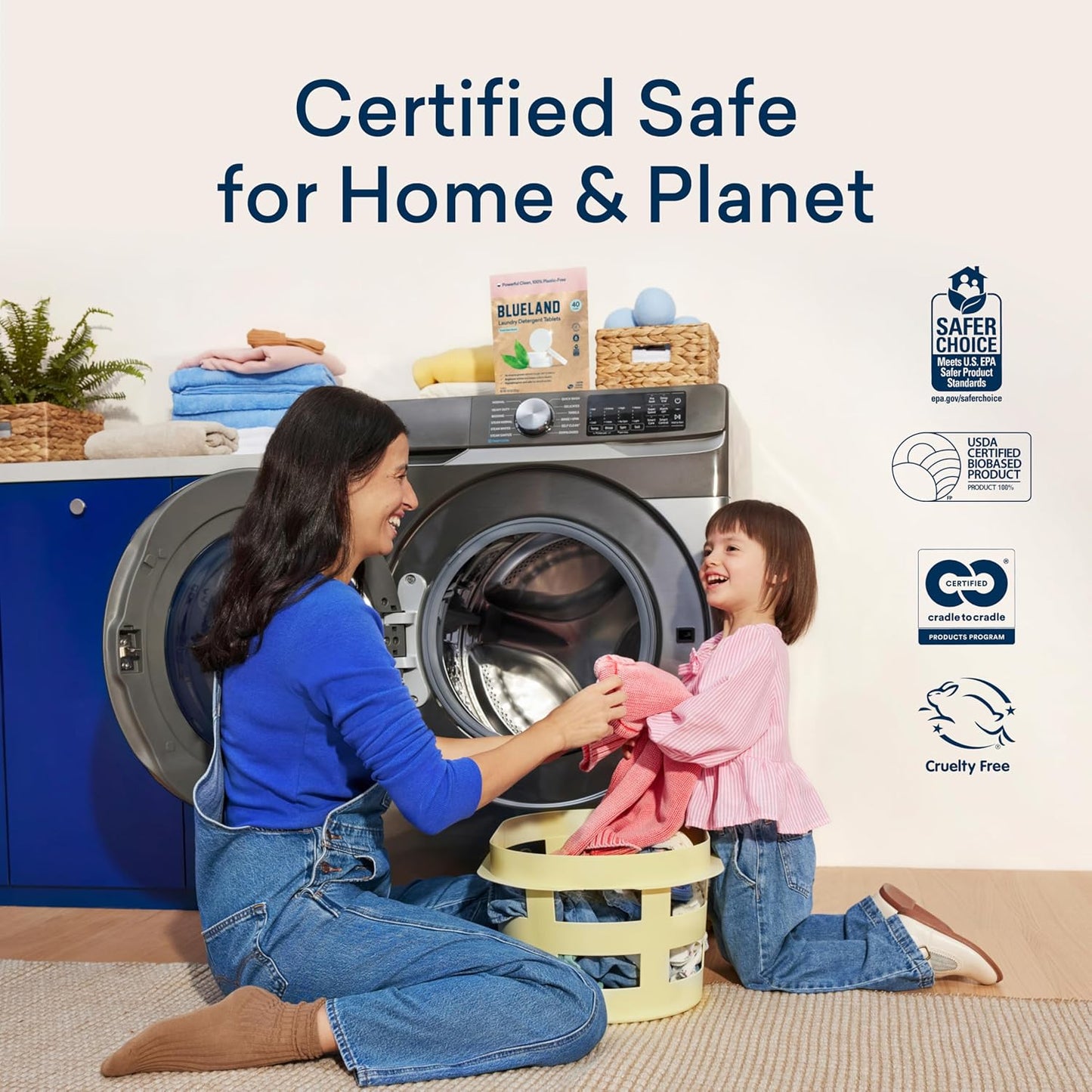 BLUELAND Laundry Detergent Tablets, 36 Count, Spring Bloom Scent, Plastic-Free Eco-Friendly Pods, Sheets, Liquid Alternative - Safe for Sensitive Skin, Gentle