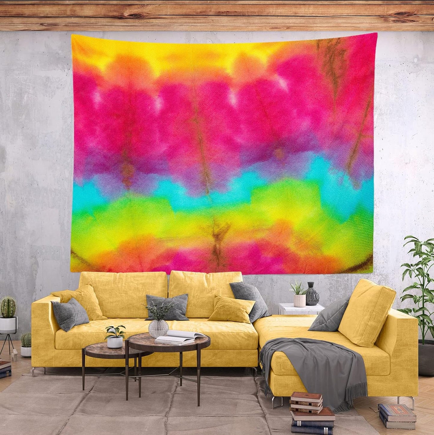 BELECO Tie Dye Tapestry Wall Hanging 80x60 Inch Fabric Tie Dye Color Texture Background Tapestry Groovy Sign Rainbow Tapestry Hippie Tie Dye Tapestries for Bedroom Living Room Dorm Decor
