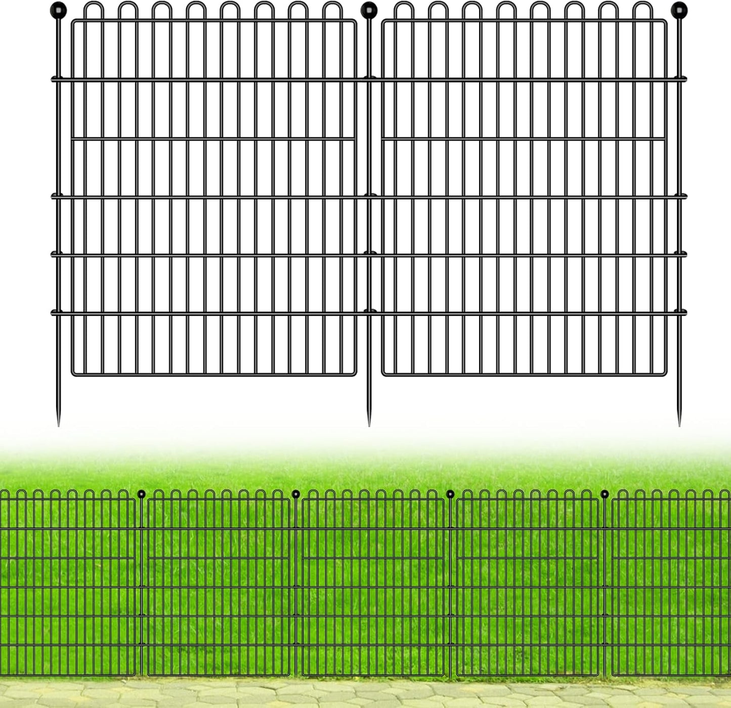 5 Panels No Dig Decorative Garden Fence for Yard, 32 in(H) X 11.8 ft(L) Animal Barrier Fencing for Outdoor Dog, Metal Portable Garden Fences for Borders, Pets, Landscape, Temporary Fence
