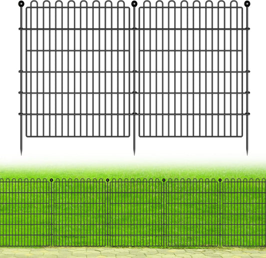15 Panels No Dig Decorative Garden Fence for Yard, 32 in(H) X 35.4 ft(L) Animal Barrier Fencing for Outdoor Dog, Metal Portable Garden Fences for Borders, Pets, Landscape, Temporary Fence