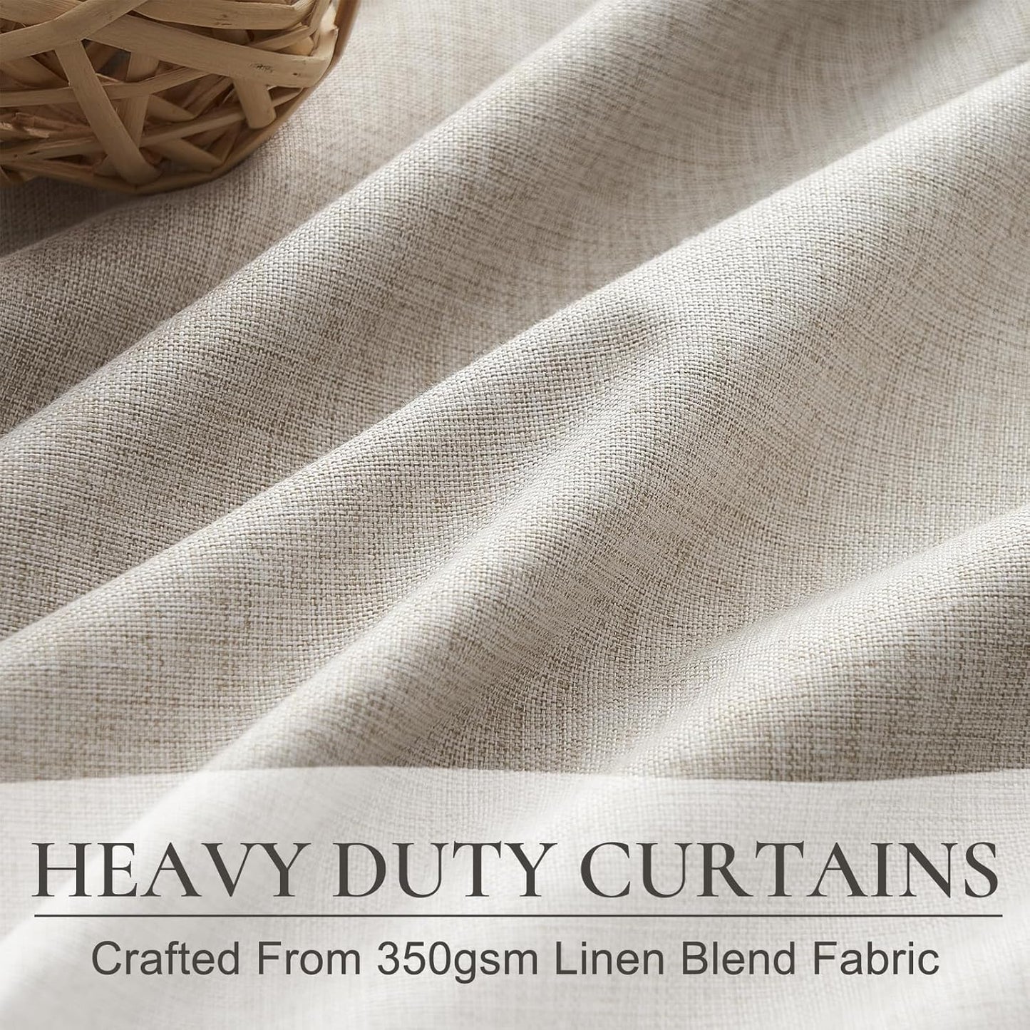 70 Inch Extra Wide Blackout Curtains 108 Inches Long for Living Room, Pinch Pleated Natural Linen Textured Boho Curtains Thermal Privacy Sliding Door Drapes Large Window Burg 70"W x 108"L x 2Panels
