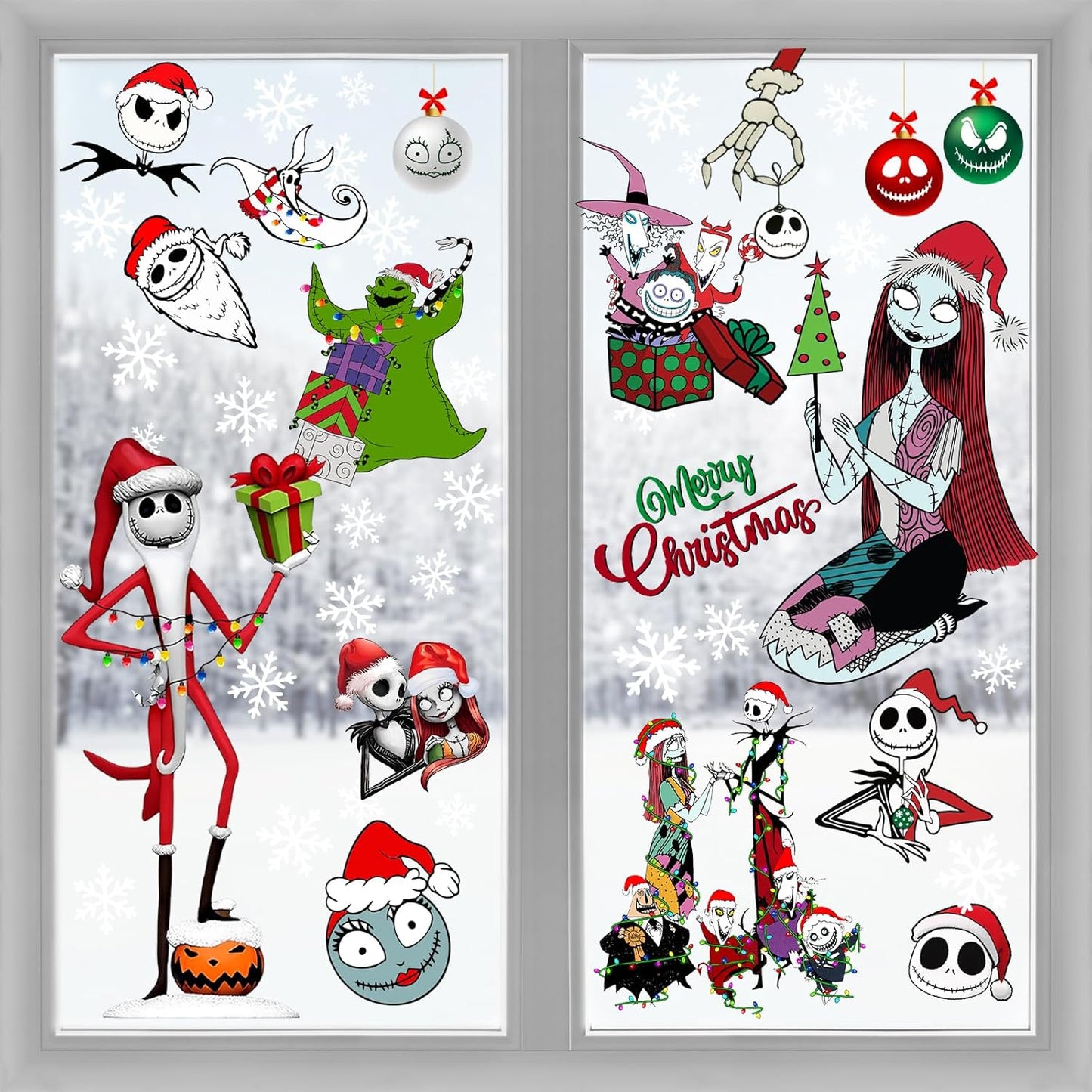 Christmas Window Clings,Merry Christmas Supplies 9pcs Window Stickers Removable Christmas Decor for Glass Windows Winter Xmas Holiday