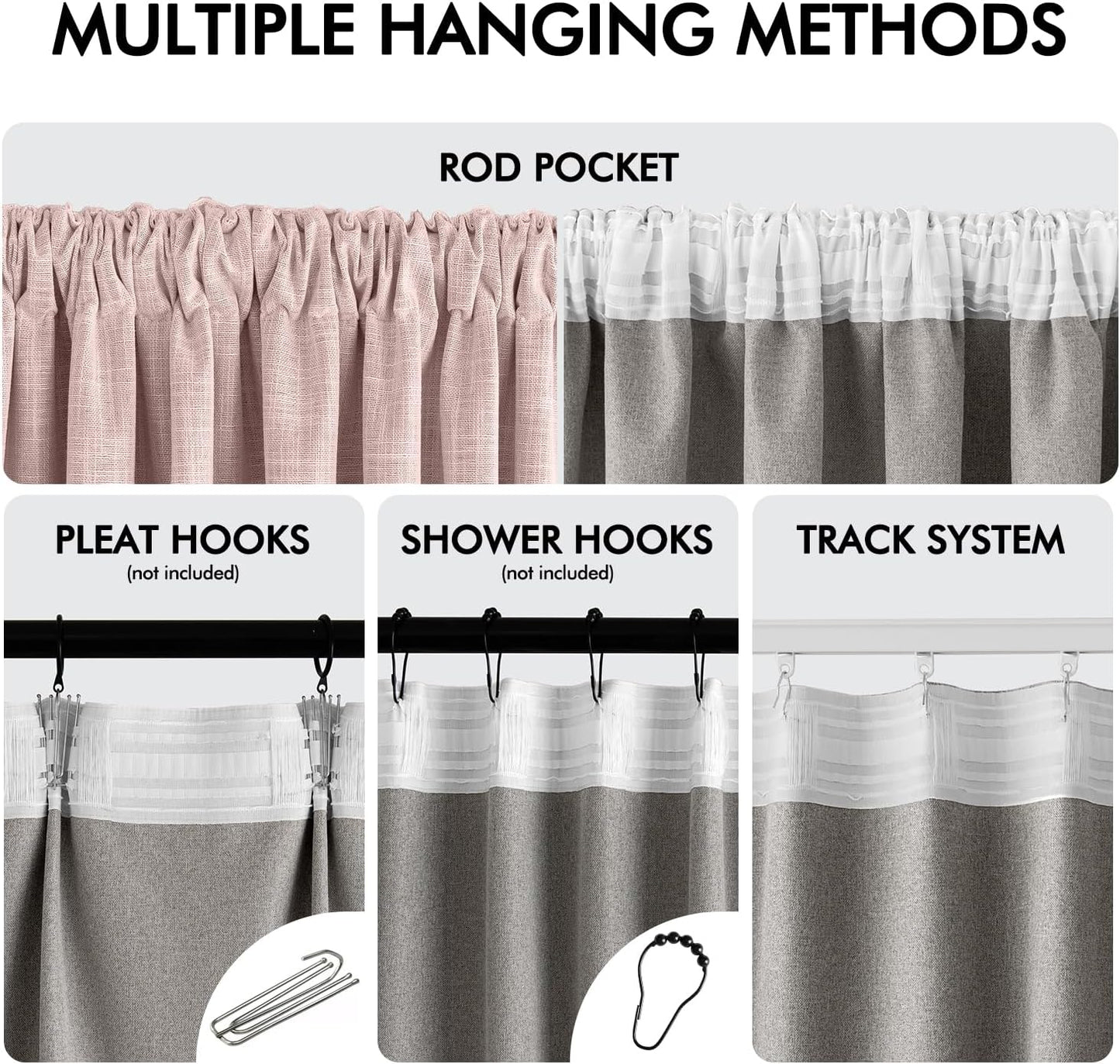 MIULEE Baby Pink 100% Blackout Linen Curtain 108 Inch 2 Panel Set Double Sided No Coating Pleated Back Tab Black outExtra Long Thermal Insulated Pinch Pleat Bedroom Living Room Darkening Window Drape