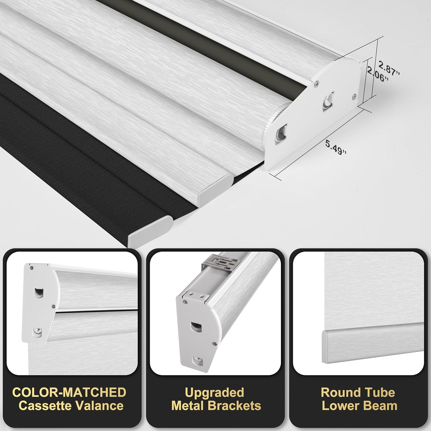 BERISSA Cordless Dual Roller Shades with Cassette Valance,Double Window Shades Blackout and Light Filtering Shades,Day and Night Roller Shades for Home Office Door.Linen Black and White.28 W x 56" H