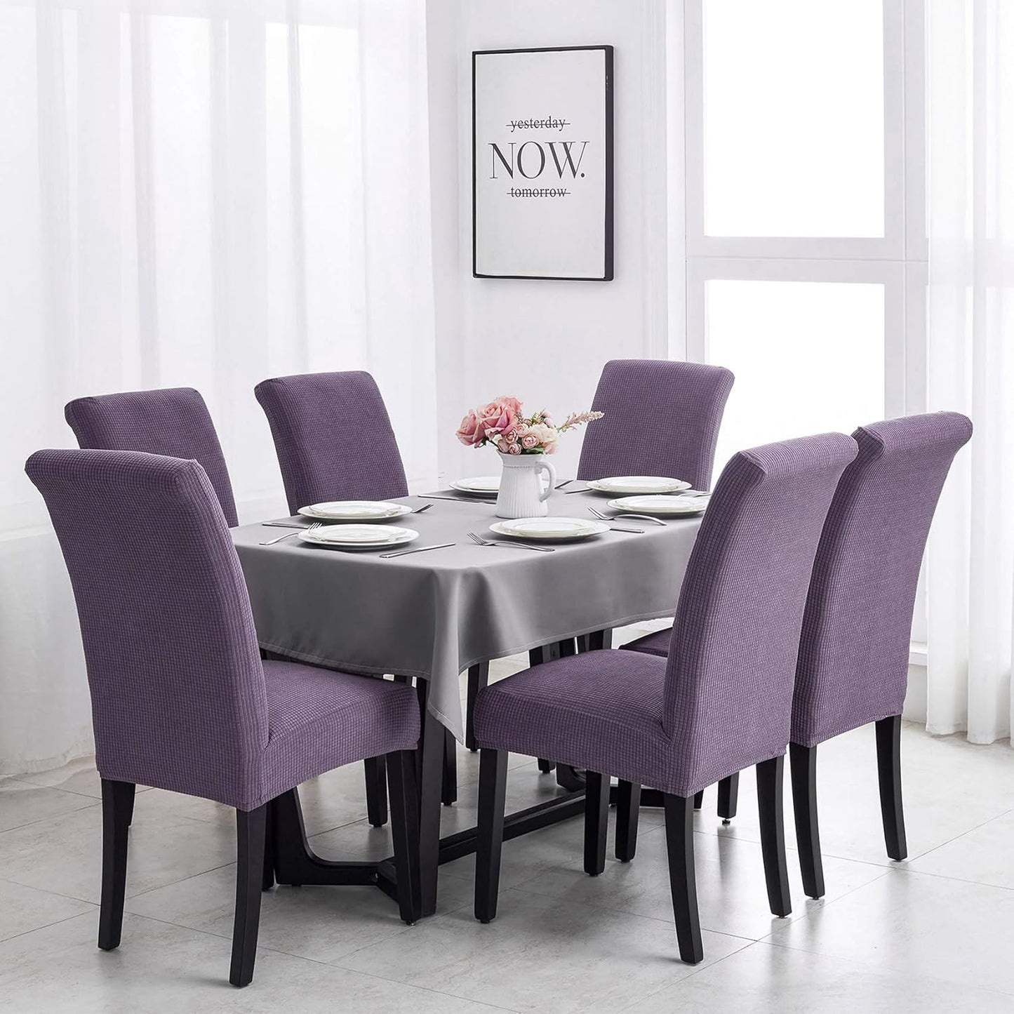 Joccun Chair Covers for Dining Room Set of 2, Dining Chair Slipcovers Stretch Dining Room Chair Covers Seat Protector,Washable Parsons Chair Cover for Home,Hotel(Grapeade,2 Pack)