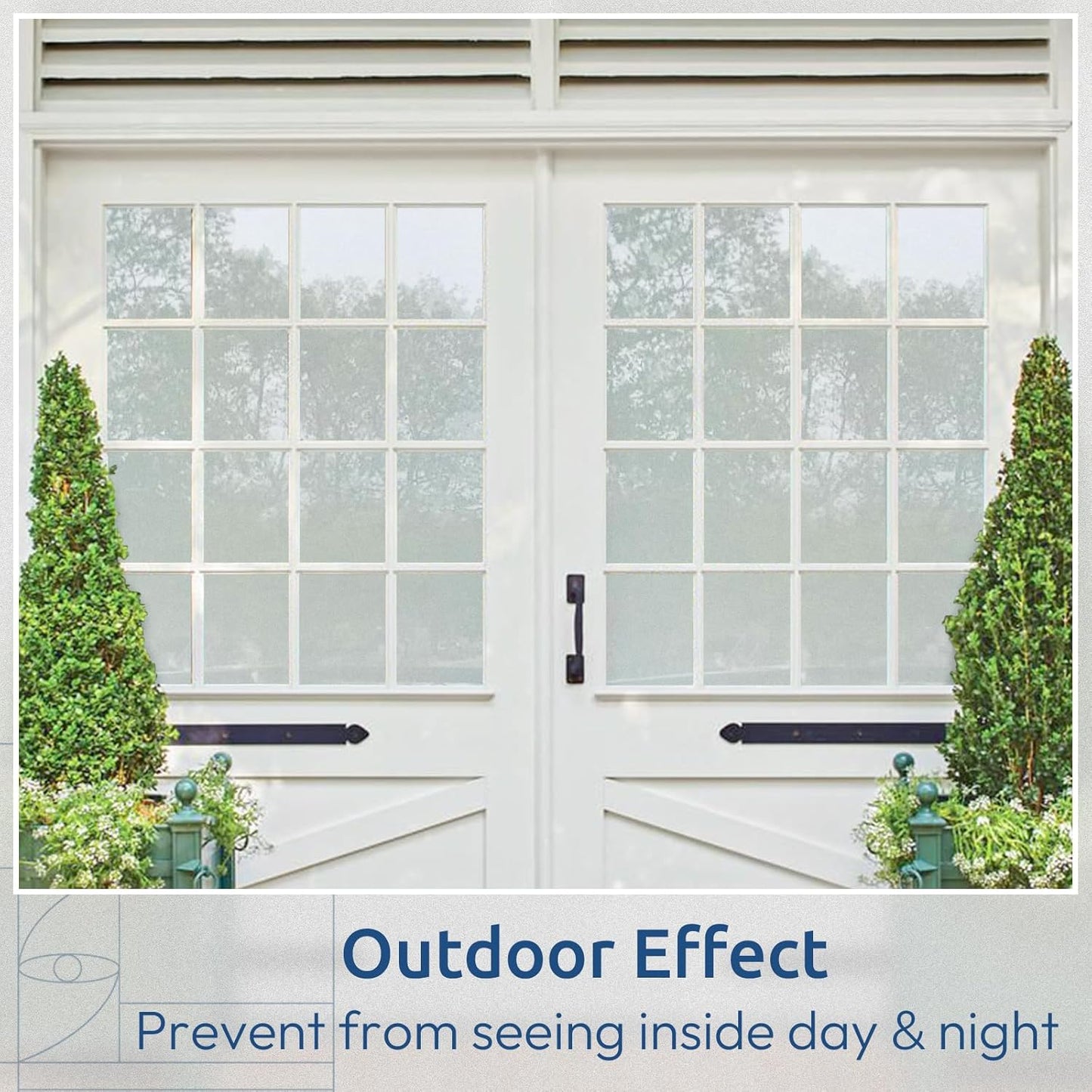 rabbitgoo Window Privacy Film, Non-Adhesive Frosted Glass Window Film for Bathroom, Static Cling Heat Blocking Stickers for Home Indoor Opaque Frosting Coverings House Tint, Matte White 17.5" x 118.1"