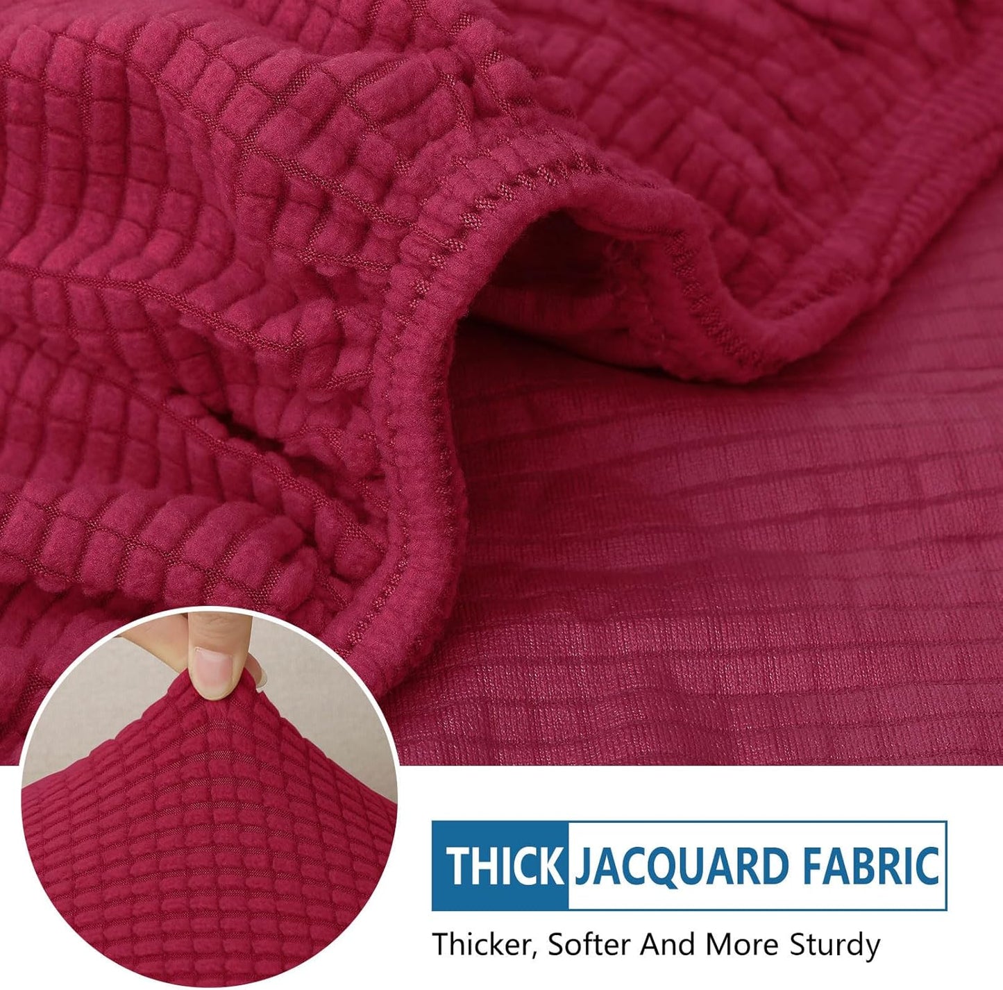 hyha Waterproof Couch Cushion Covers for Pets, Non Slip Sofa Seat Cover for Dogs Washable, Soft Thick Stretch Jacquard Fabric, Sofa Slipcovers with Elastic Bottom (1 Piece for Backrest L, Wine Red)