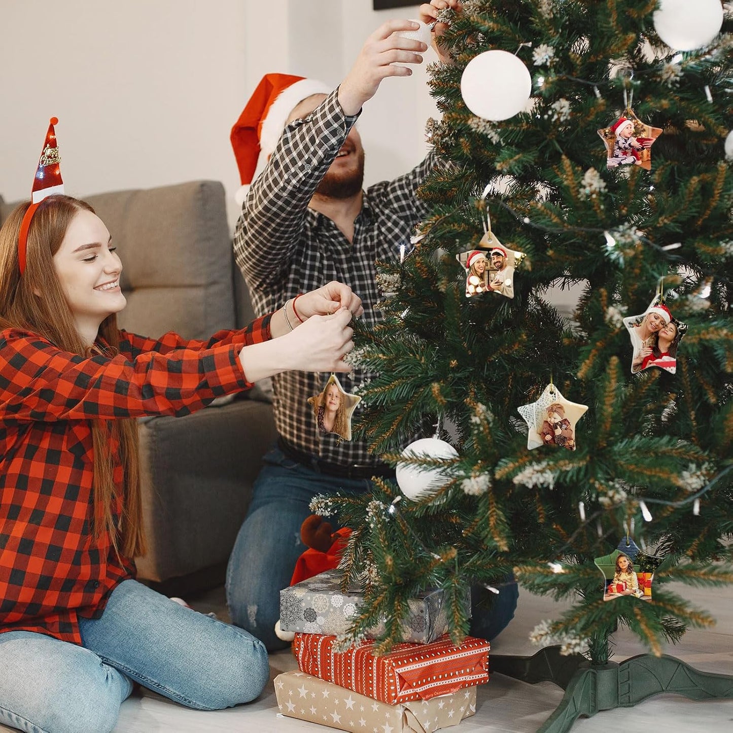 Sublimation Ceramic Ornament Blanks - Bulk White Porcelain Ornament for Heat Press Printing - Personalized Christmas Decoration Supplies (12 Stars)