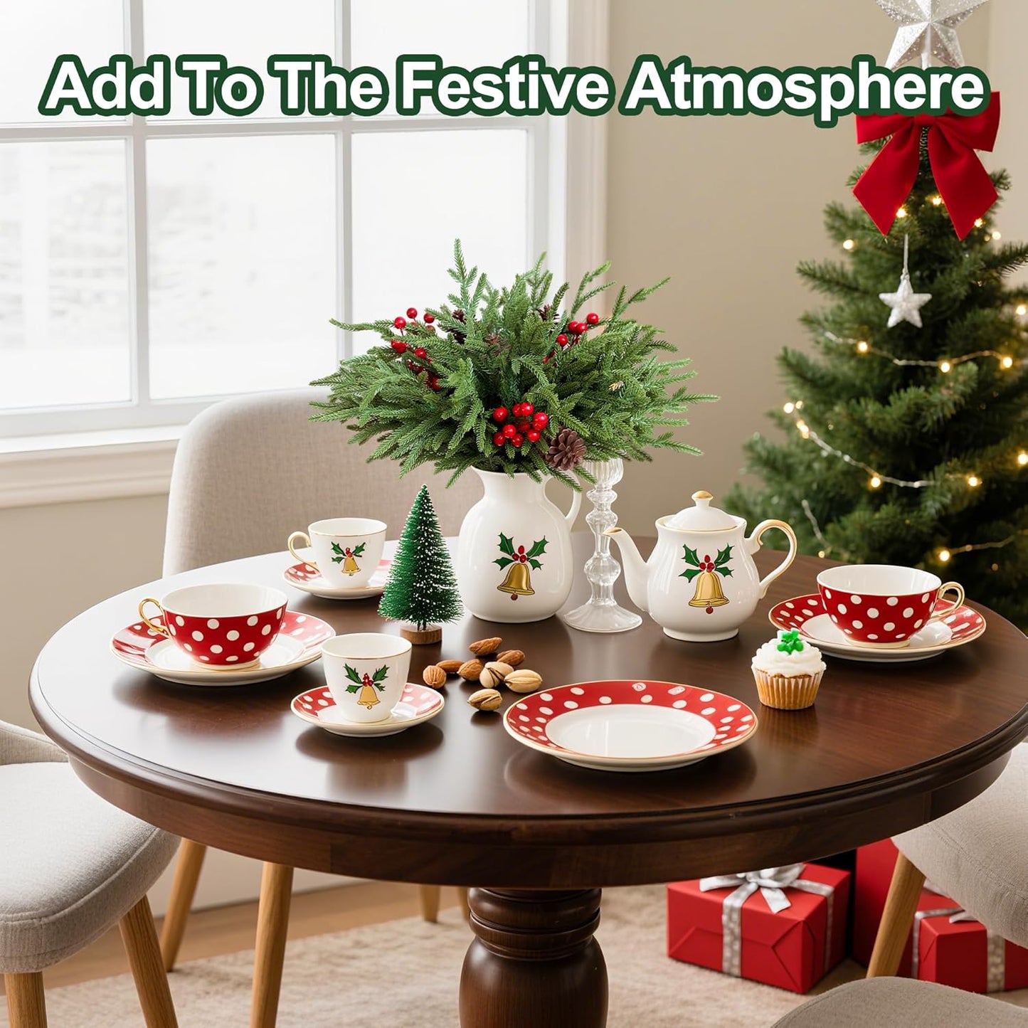 24 Pcs Christmas Norfolk Pine Stems, Realistic DIY Artificial Pine Branches for Christmas Decorations