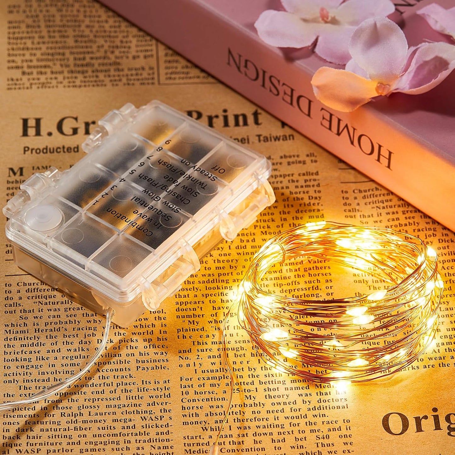 2 Pack 16.4 Ft. Battery Operated Outdoor String Lights with Remote & Timer, LED Warm White Fairy Lights, Waterproof Twinkle Lights for Bedroom, Dorm, Mason Jar, Wedding, Party, Christmas