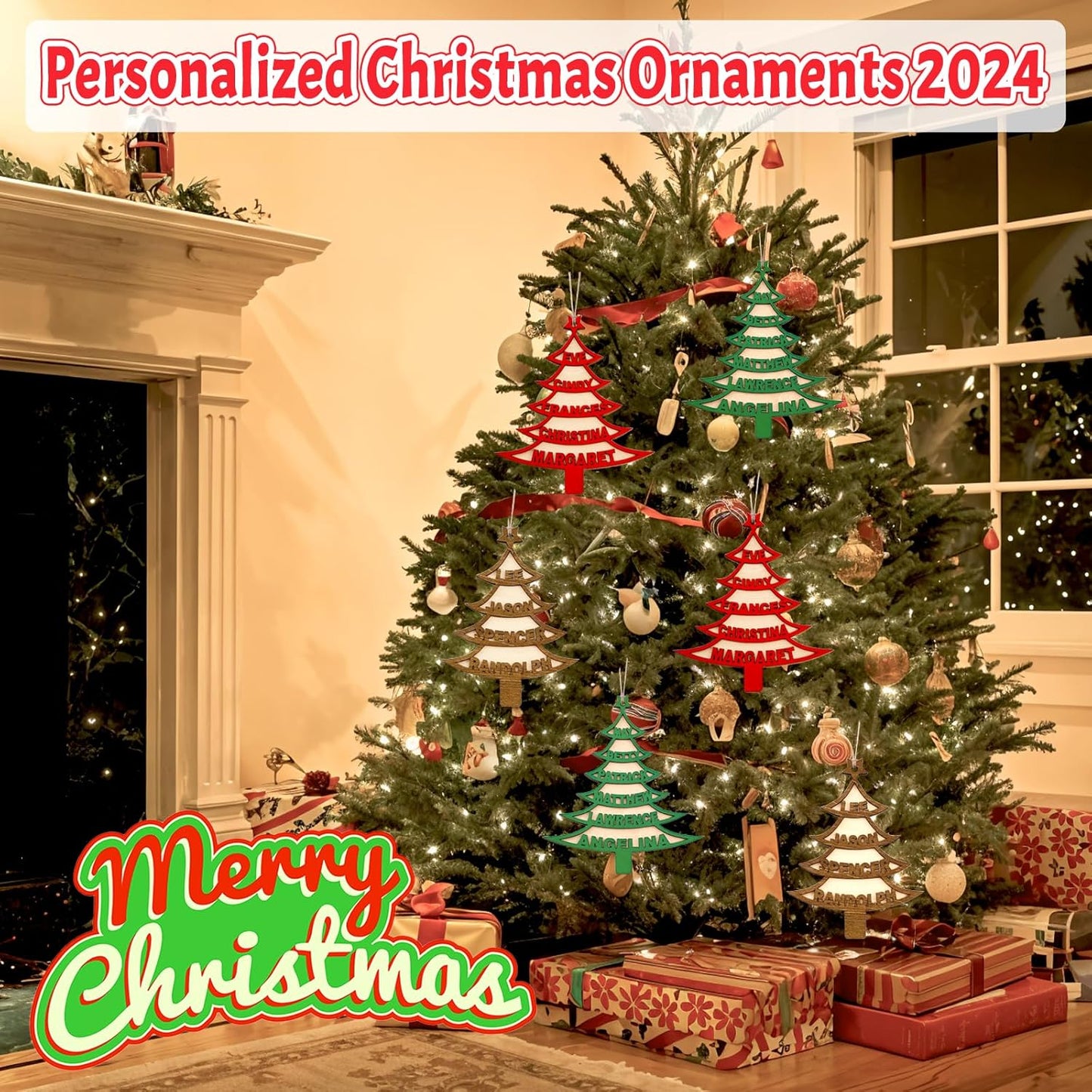 Personalized Christmas Ornaments 2025 with Family Names 1-6 Names Custom Ornaments for Christmas Tree Personalized Christmas Ornament Gifts