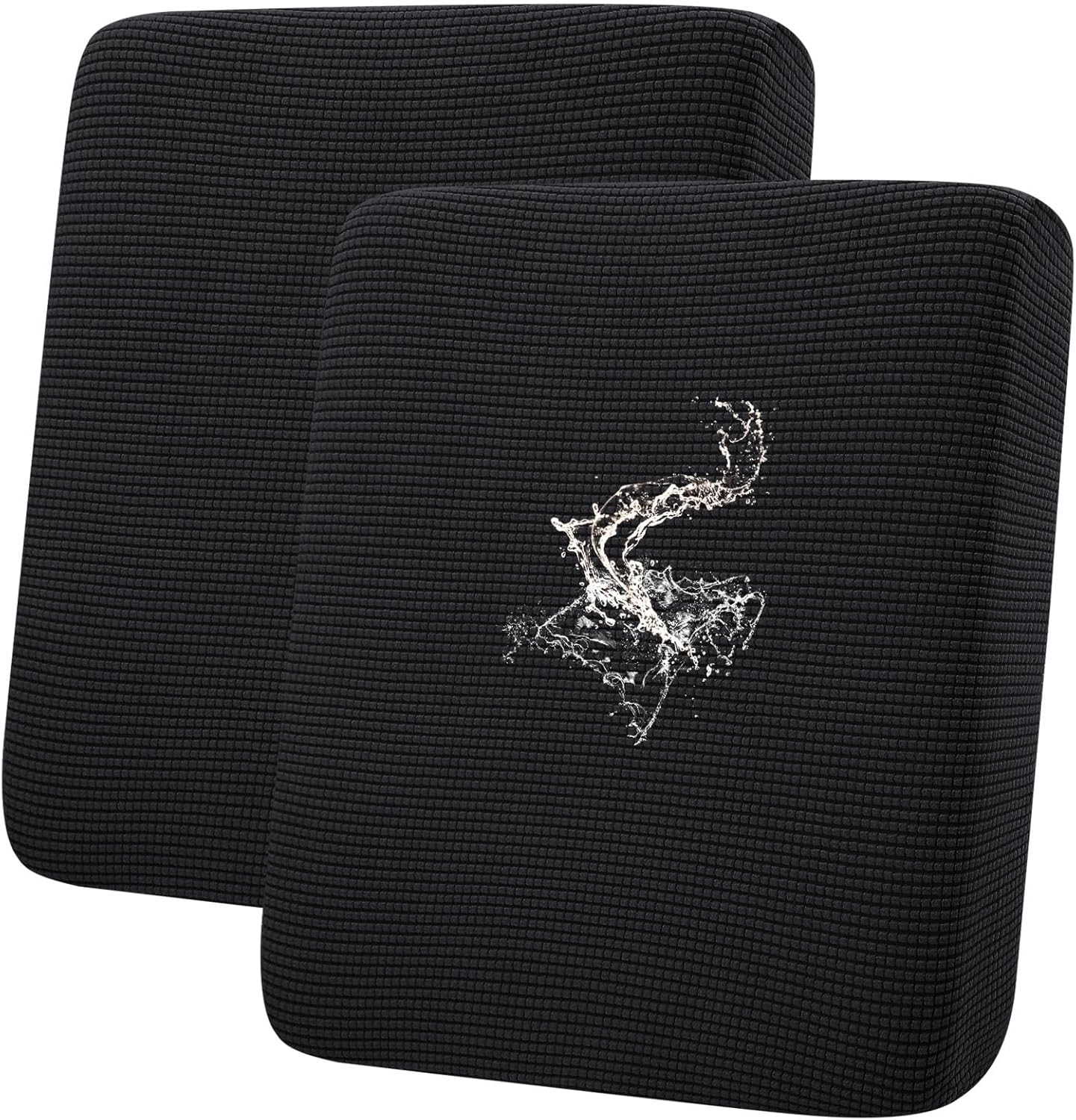 hyha Waterproof Couch Cushion Covers for Pets, Non Slip Sofa Seat Cover for Dogs Washable, Soft Thick Stretch Jacquard Fabric, Sofa Slipcovers with Elastic Bottom (2 Pieces, Black)