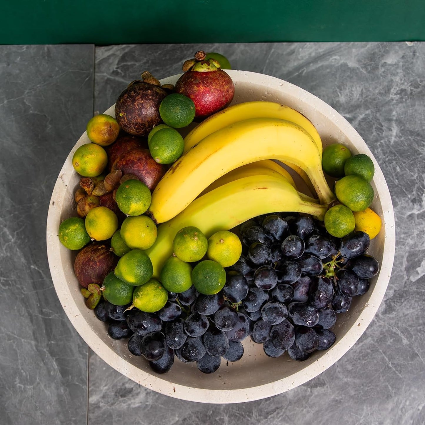 Natural Travertine Fruit Bowl 11.8" – Large Decorative Bowl & Travertine Decor Pedestal for Kitchen Counter & Dining Table ,For Entryway, Kitchen Fruit Bowl, Potpourri, Dining Table Centerpiece.
