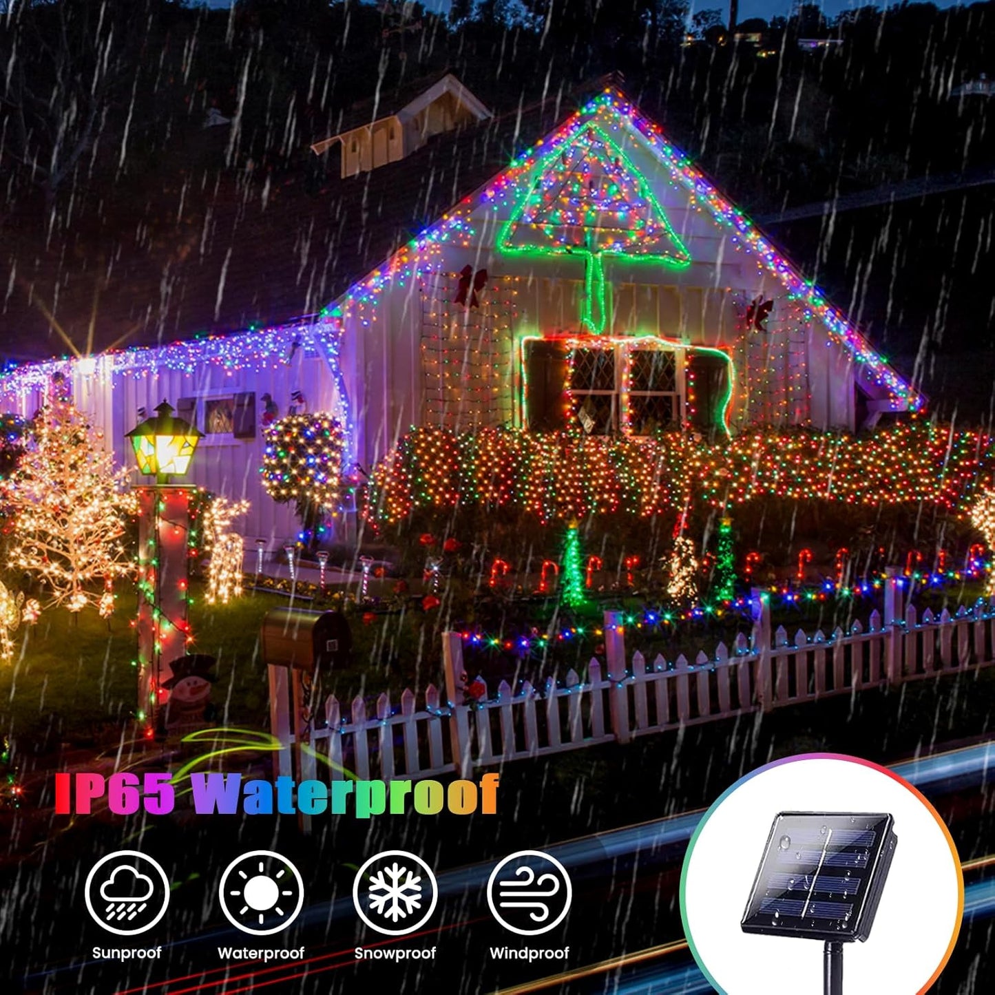 2-Pack Solar String Lights Outdoor, Total 200LED Solar Light Outdoor Waterproof, Solar Twinkle Lights Copper Wire 8 Modes Fairy Light for Xmas Tree Garden Wedding (Multicolor)