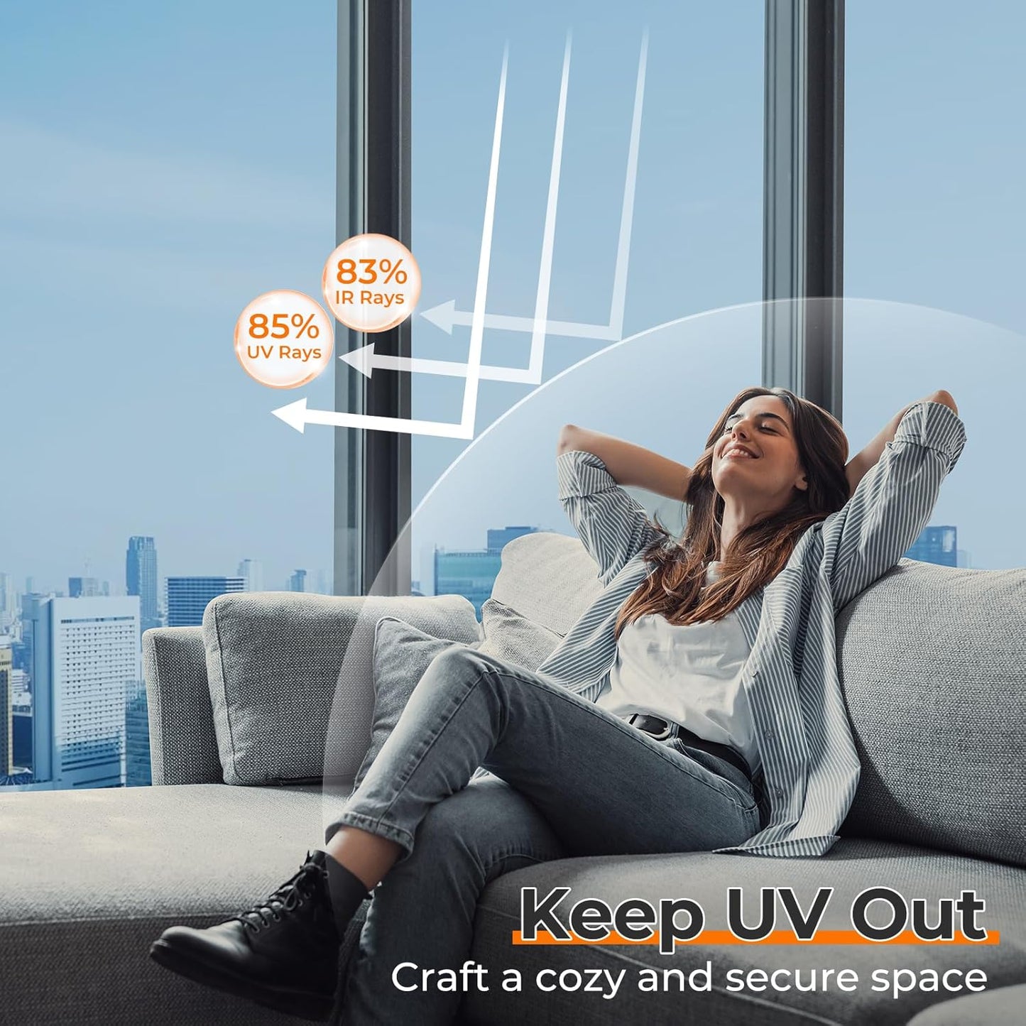 DOWELL Window Privacy Film, One Way Window Tint for Home, Static Cling Anti UV Sun Blocking Reflective Mirror Film, Heat Control See Out Not in Glass Tinting, Silver, 23.6" x 78.7"