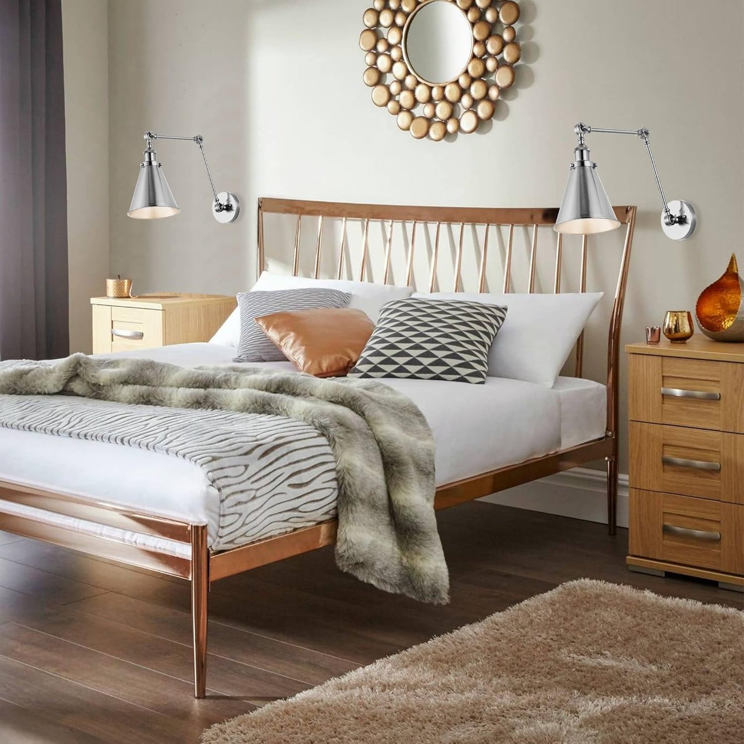 JONATHAN Y JYL7460A-SET2 Rover 7" Farmhouse Industrial Adjustable Arm Metal LED Wall Sconce Rustic Bohemian 2700K LED 4W Bulb for Entryway Lobby Kitchen Bathroom Bedroom Hallway, Chrome (Set of 2)