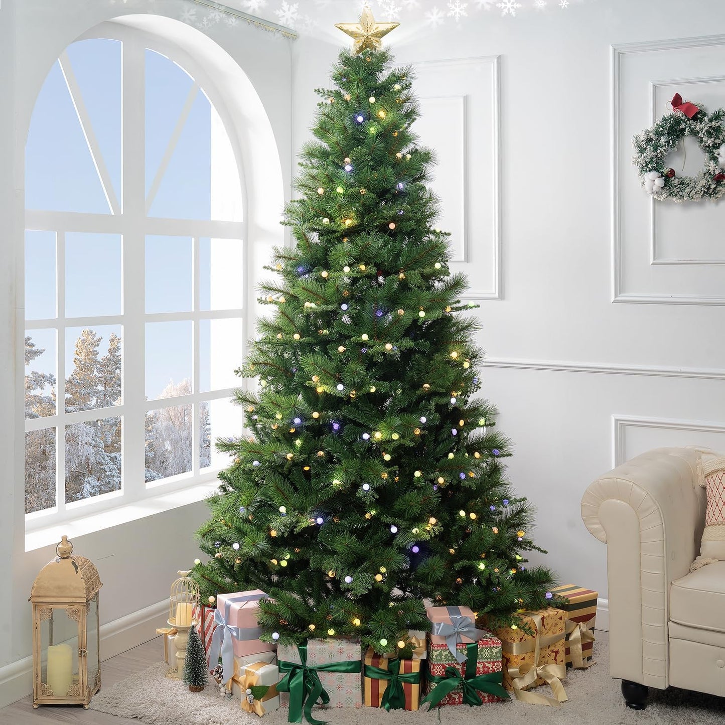 Naomi Home Evangeline Traditional Christmas Tree Green/7.5ft