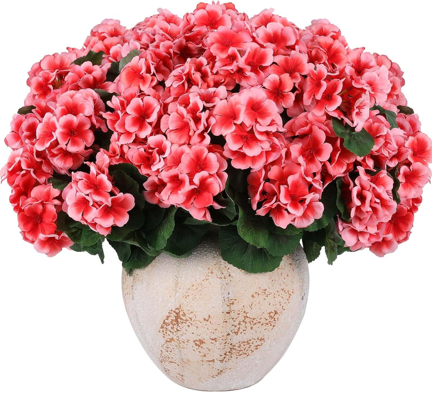 Hananona Artificial Geranium Flowers for Outdoors Geranium Silk Flowers Outdoor UV Resistant Garden Plants Faux Flowers for Home Kitchen Table Centerpieces Decor (12, Peach)