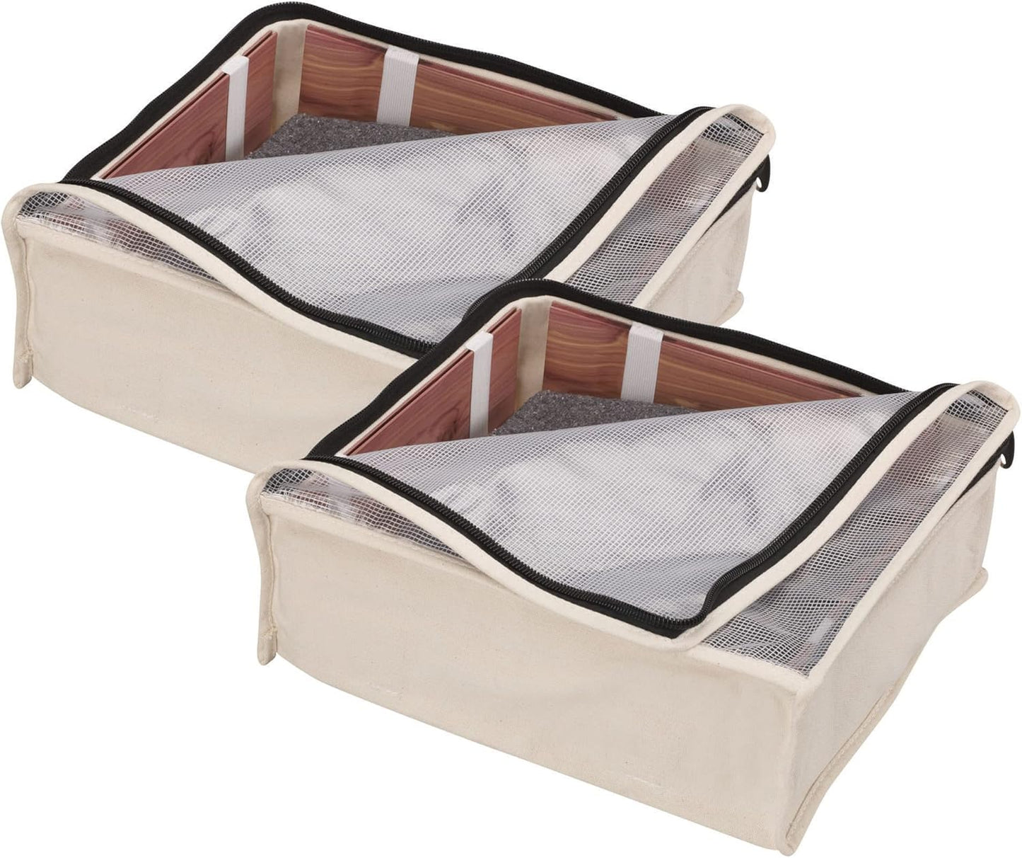 Household Essentials 3321-1 Cedarline Natural Cotton Canvas Zippered Sweater Bag | Storage Bag for Closets and Under the Bed | 2-Pack