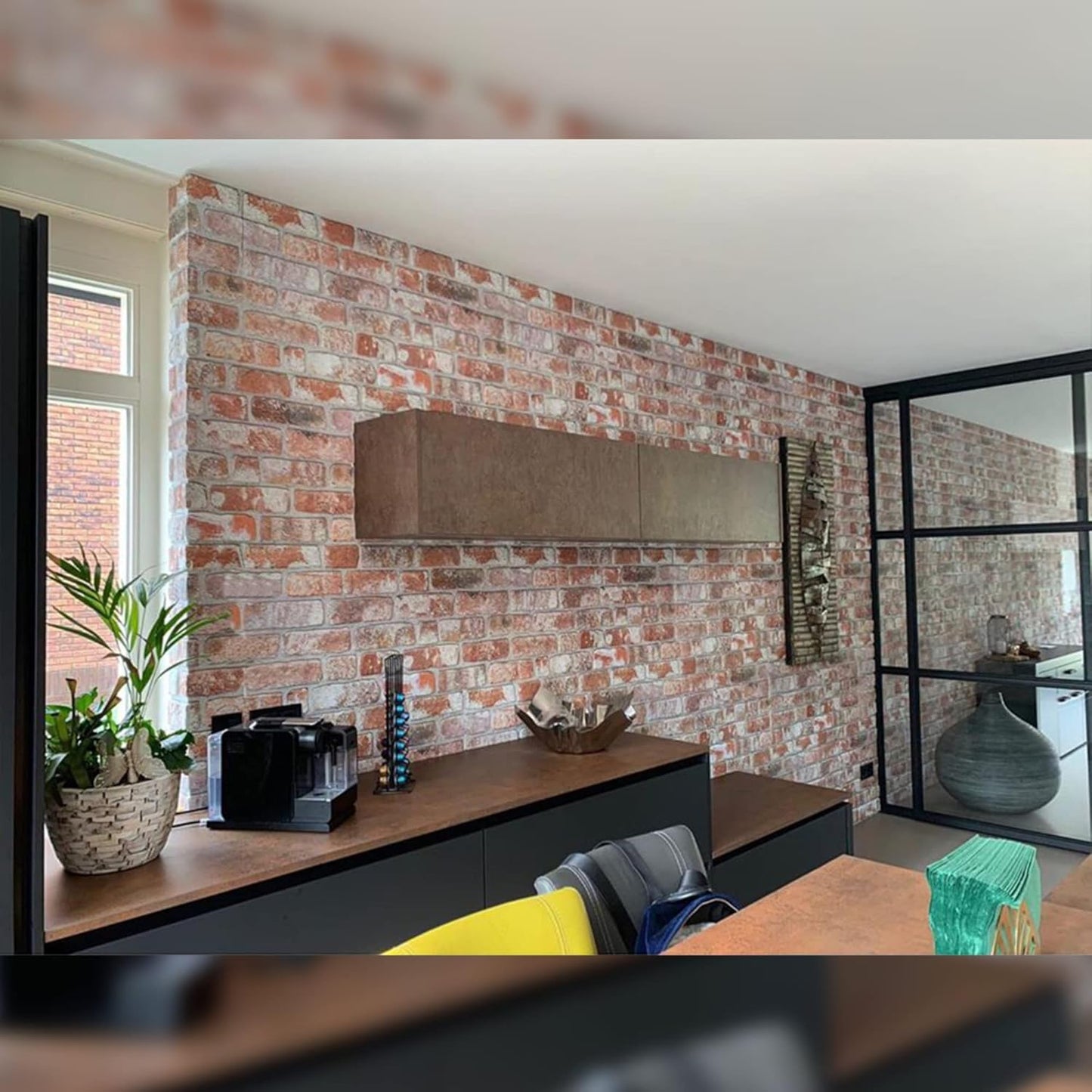 Dundee Deco 3D Wall Panels Faux Brick - Cladding Red Grey Brown Stone Look Wall Paneling, Styrofoam, Sample, Size 10 x 10 in.