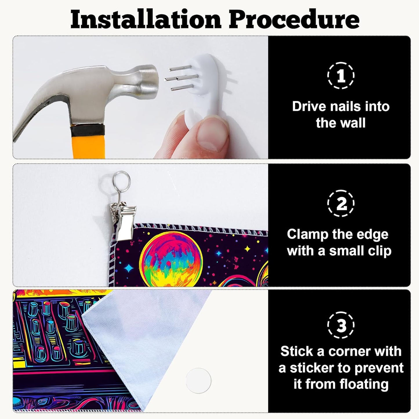 BVBOX Blacklight Space Alien Tapestry 79"x59", UV Reactive DJ Alien Universe Galaxy Planet Glow in Dark Music Tapestries, Black Light Neon Upright Poster Wall Hanging Backdrop Decor for Bedroom Living Room