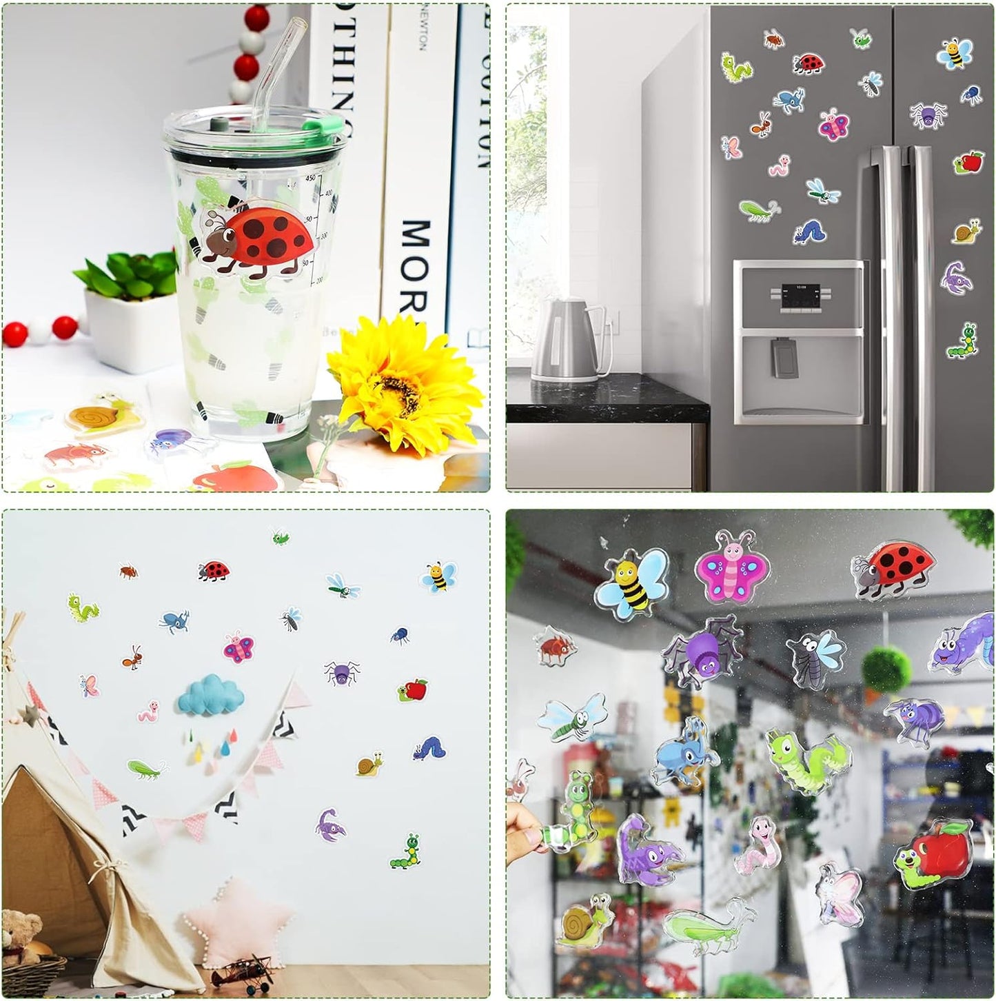 20 PCS Insect Thick Gel Clings Spring Summer Insect Window Gel Clings Decals Stickers for Kids Toddlers and Adults Home Airplane Classroom Nursery Winter Insects Animals Party Supplies Decorations