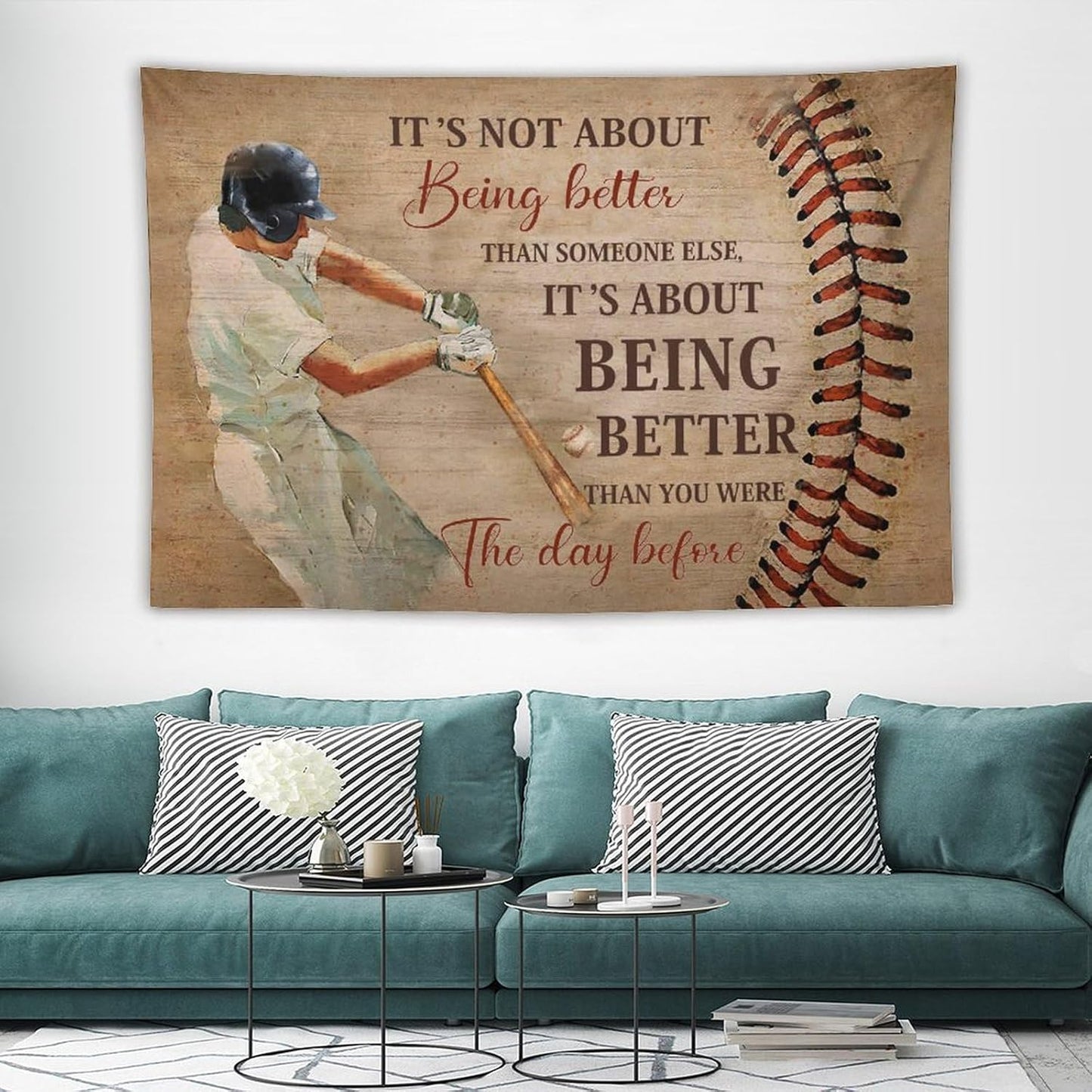 yowecso Baseball Tapestry Sport Theme Tapestry Wall Hanging for Bedroom Baseball Tapestries Aesthetic Wall Decor for Home Dorm Living Room 60"x90"