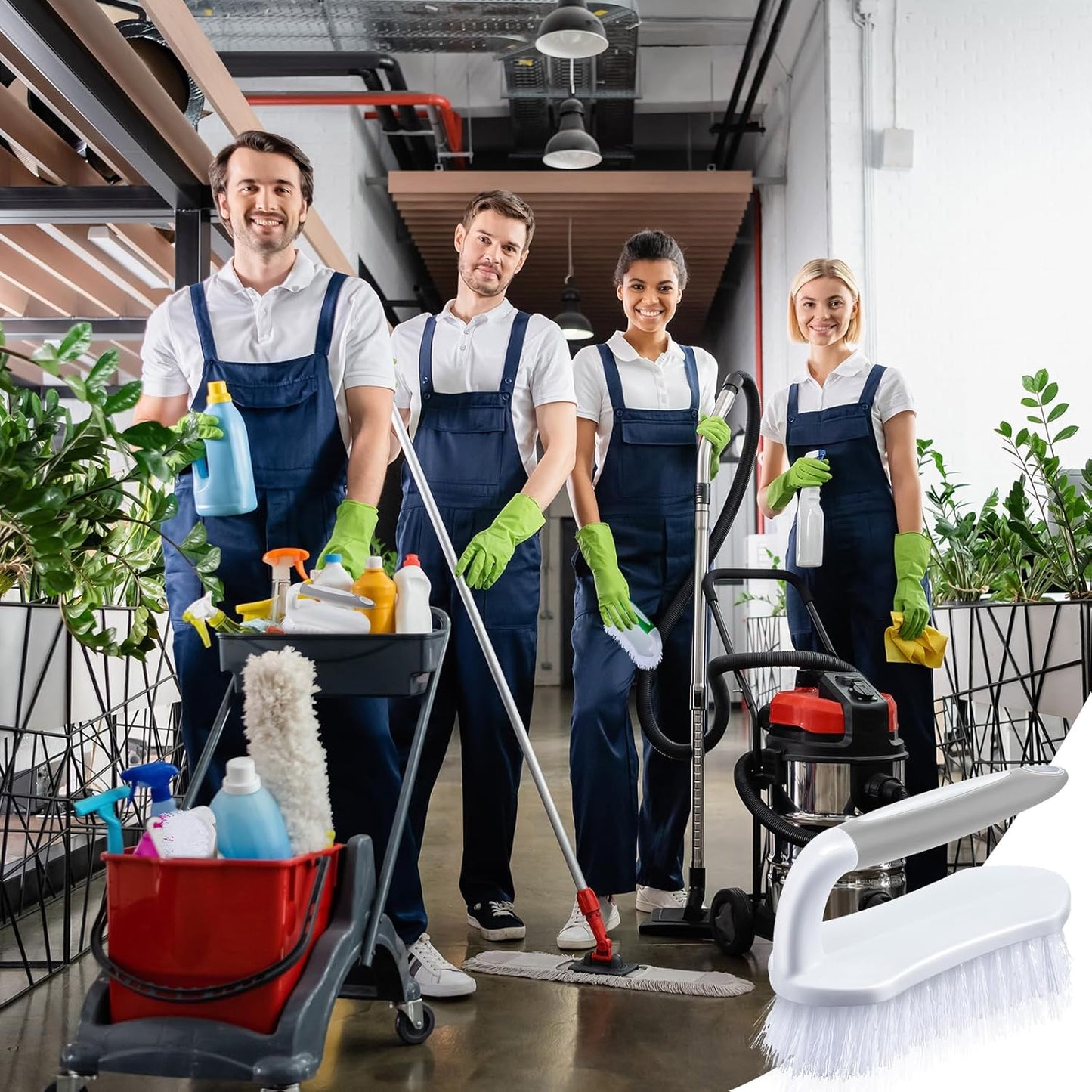 Lallisa 24 Pcs Scrub Brush for Cleaning with Handle Comfortable to Grip Heavy-Duty Flexible Stiff Bristles Scrubber Brushes Bulk for Shower Bathroom Carpet Kitchen Floor Tiles (Gray)