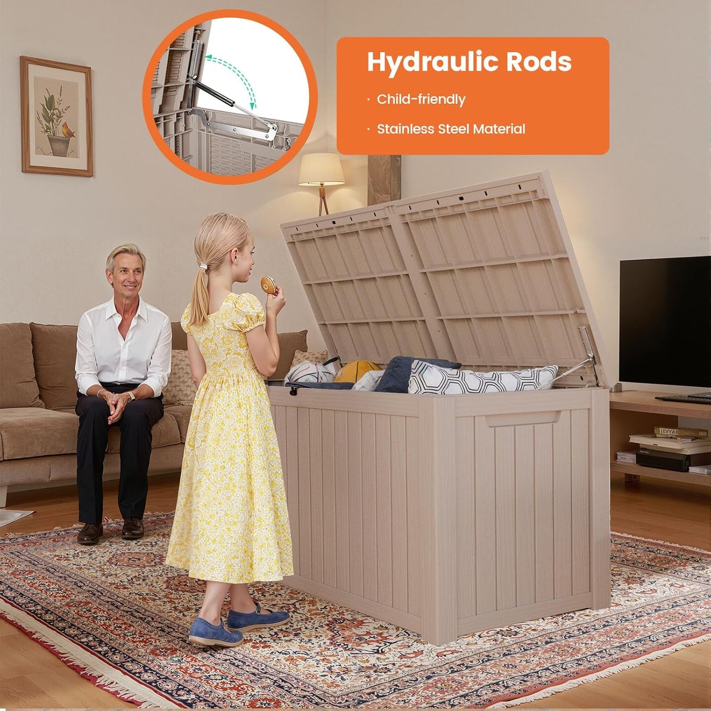 180 Gallon Outdoor Storage Box - Waterproof Resin Deck Box for Patio Cushions & Garden Tools - Lockable & Durable Outdoor Storage Bin - Stylish Grey Design