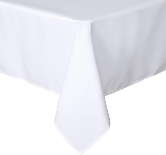 sancua Rectangle Tablecloth - 54 x 120 Inch - Water Resistant Spill Proof Washable Polyester Table Cloth, Decorative Fabric Table Cover for Dining Tables, Buffet Parties and Camping, White