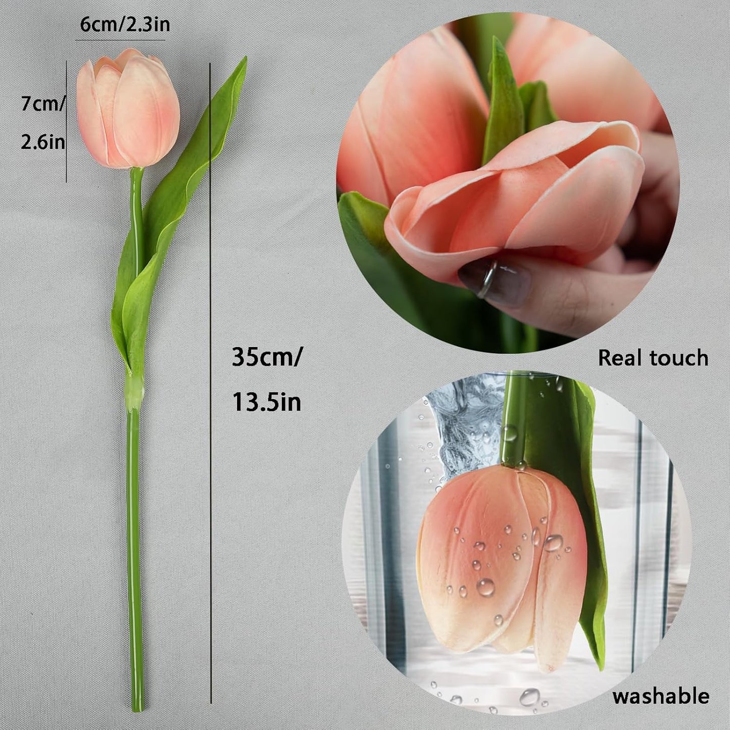 Buart Coral Pink Flowers Artificial Luxury Big Tulip Valentine's Day Mother's Day Easter Home Kitchen Wedding Decorations(11pcs)