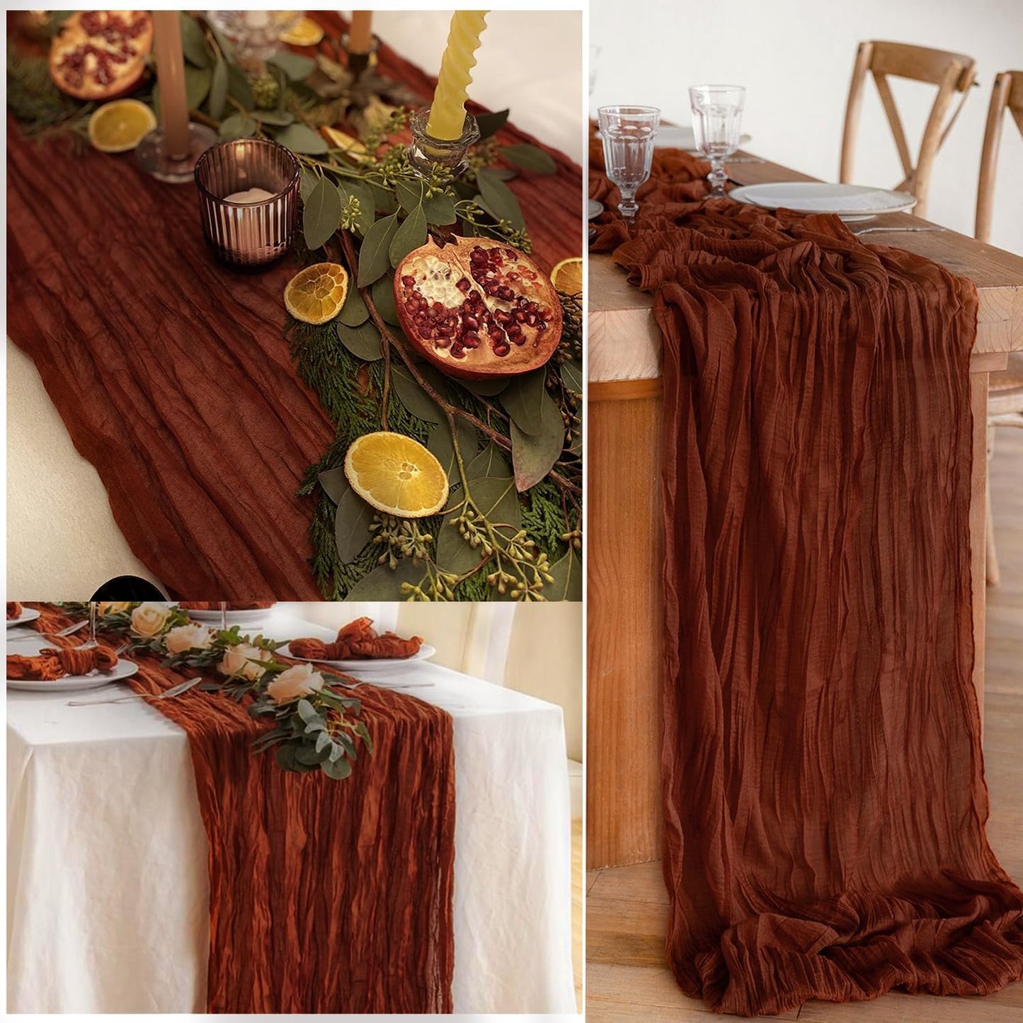 20 Pack Terracotta Cheesecloth Table Runner 10FT Boho Rustic Cheese Cloth Table Runner for Wedding 20 x 120 Inch Long Bridal Shower Baby Shower Gauze Fabric Sheer Birthday Party Table Decorations