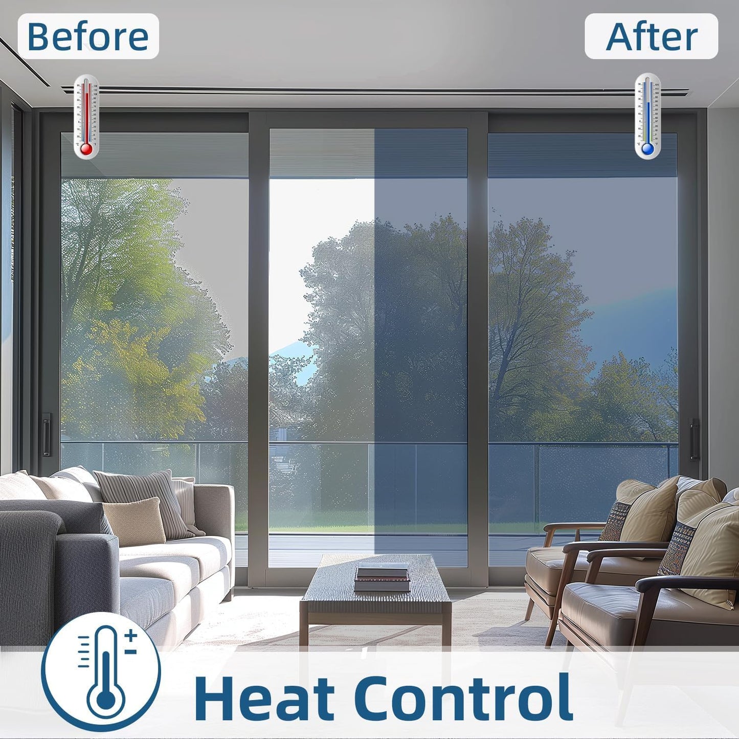 DUOFIRE One Way Window Film Privacy See Out Not in Heat Blocker Window Tint Reflective Mirror Windows Tinting Film for Home Static Cling Anti-UV Sun Blocking Windows Covering（Black, 45.2x78.7in）