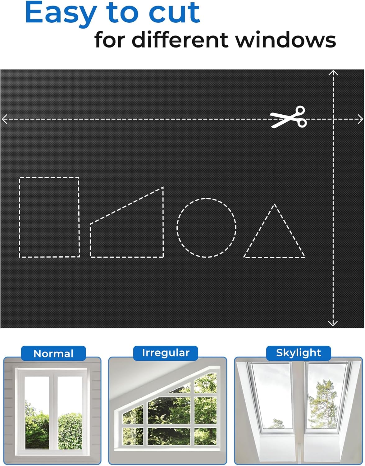 Sumobaby Blackout Curtains for Bedroom Portable 126”x59”Black Out Window Cover with Heat-Resistant Hook&Loop Tape,100%Blackout Shades,NoDrill Blinds for Windows DIY Cut Fit for Nursery&Dorm Room,Black