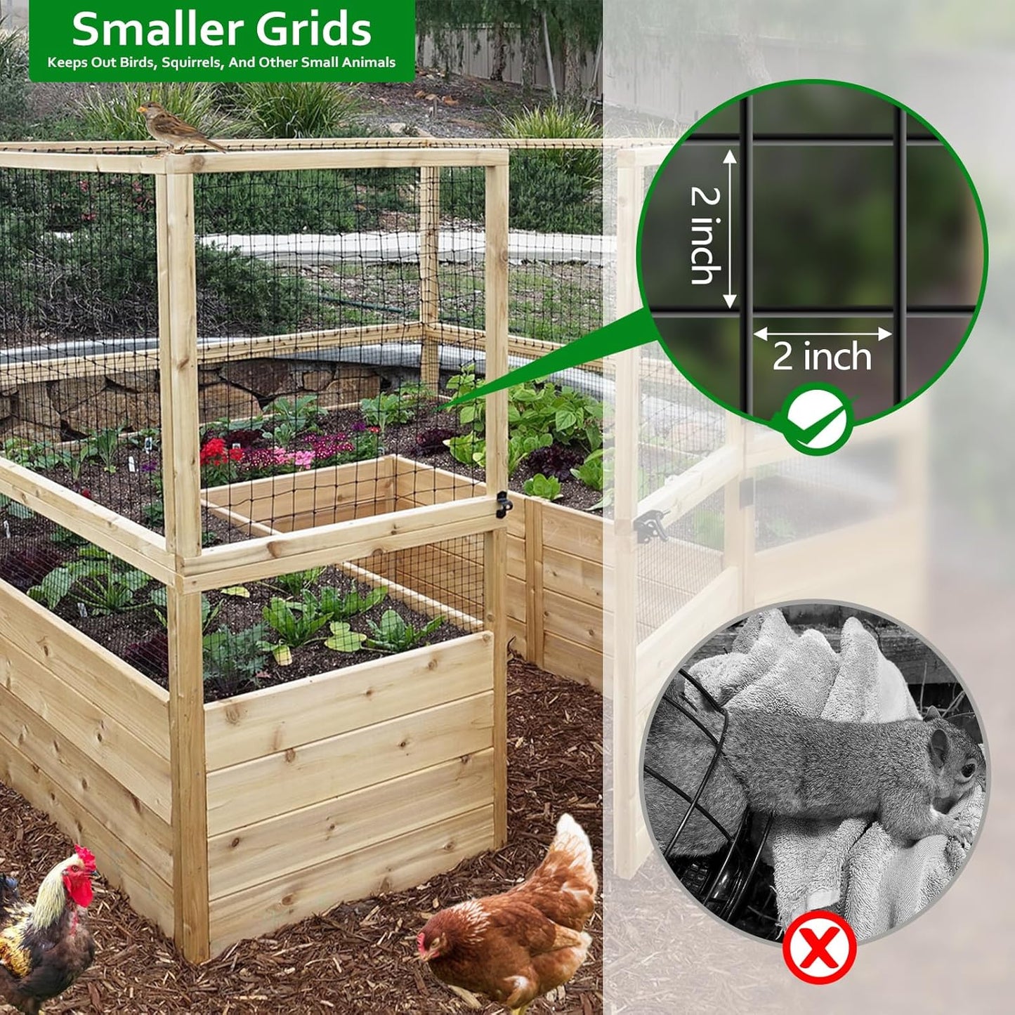 Wire Fence, 24 in(H) X 25 ft(L) PVC Coated Welded Wire Fencing 2" X 2" 16GA Garden Border Vinyl Metal Chicken Wire Fencing Mesh Roll for Yard Vegetable Plant Protection Poultry Netting Black