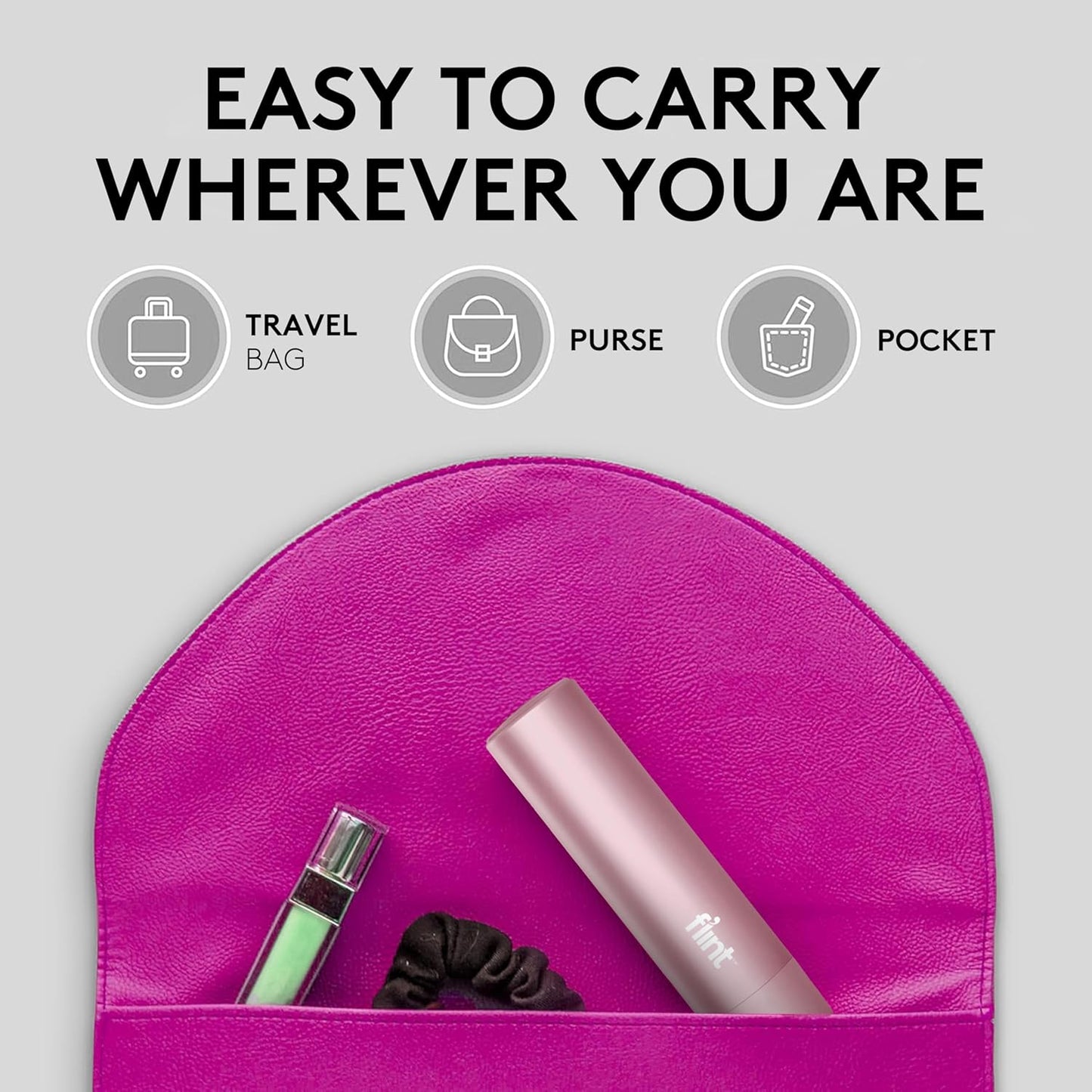 Flint Rose Gold Retractable Mini Lint Roller with 90 Extra Sticky Sheets, Small and Portable Lint Roller, Ideal Pet Hair Remover, Travel Lint Rollers for pet Hair Extra Sticky